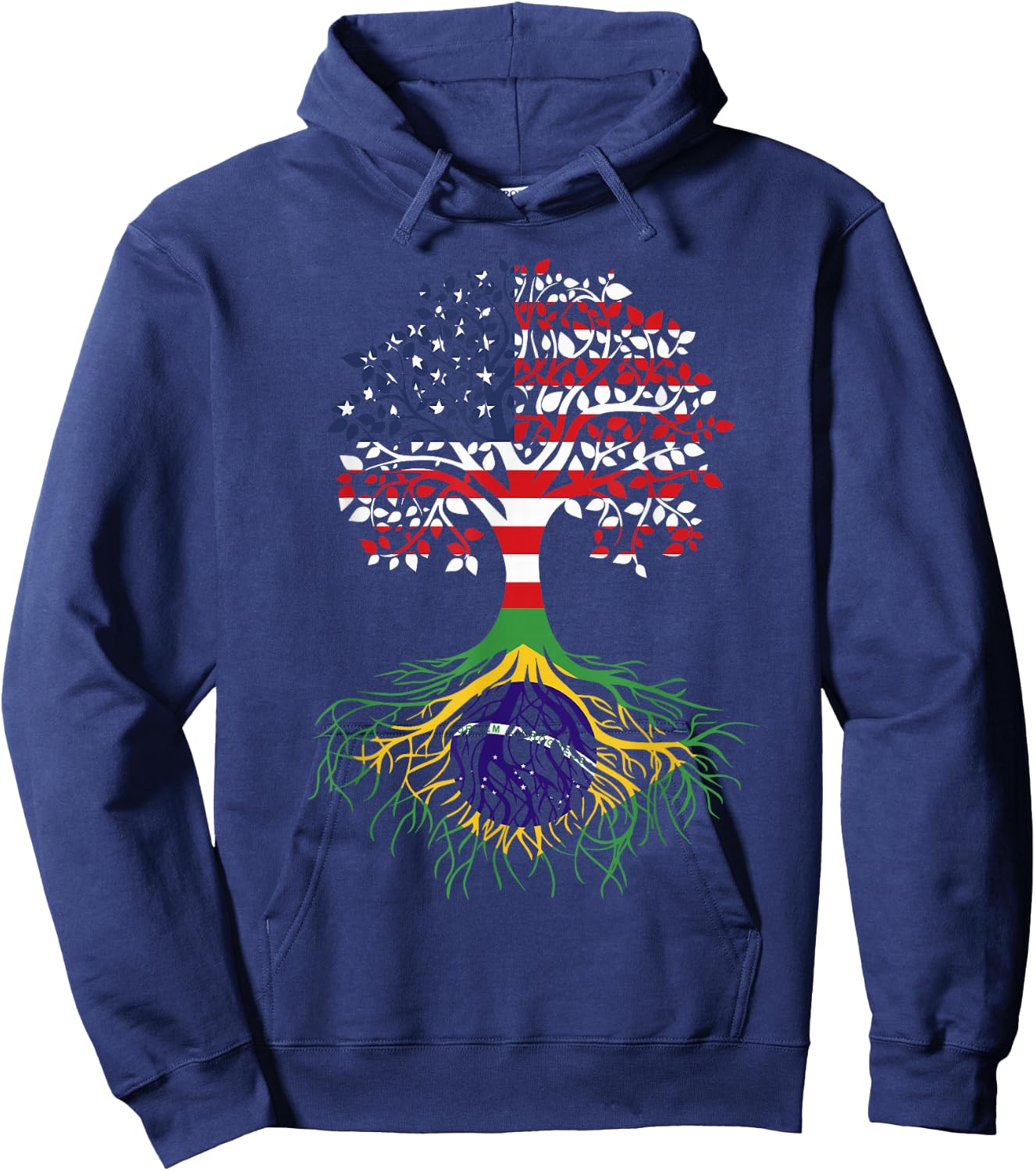 Brazilian Roots American Grown Tree Flag Hoodie - Hoodie | Navy