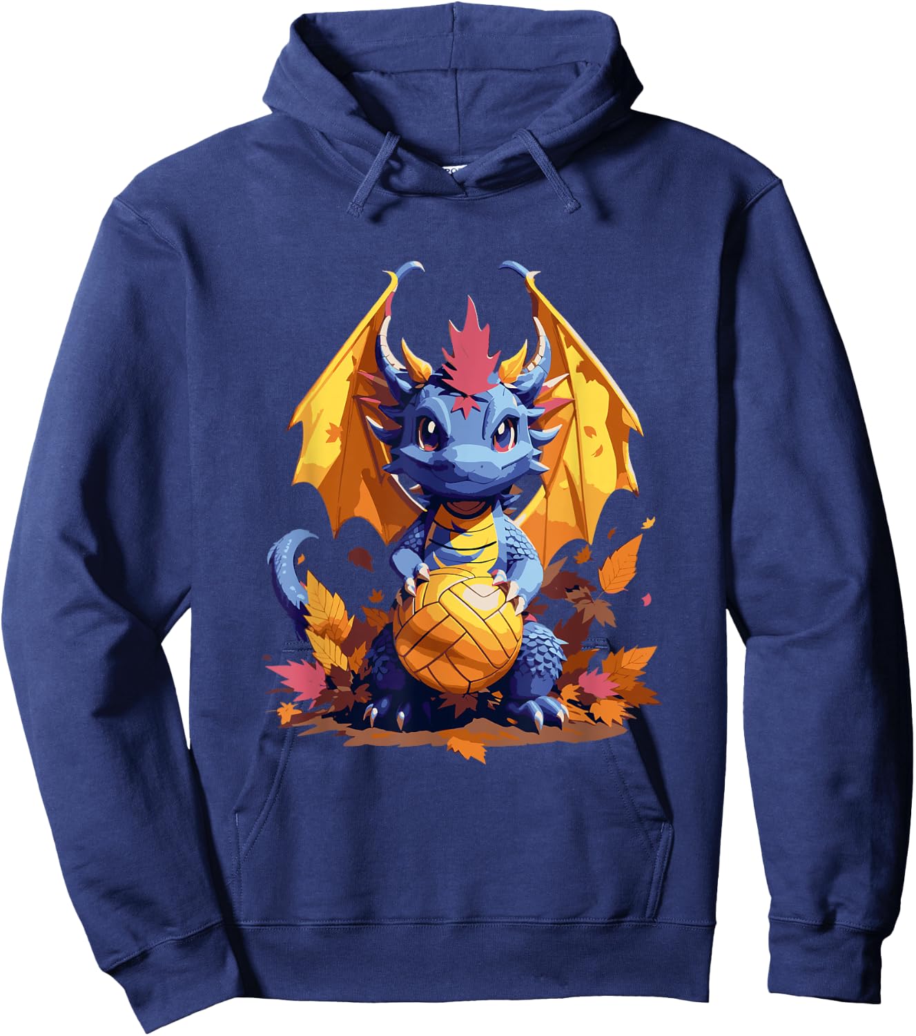 Dragon Volleyball Player Colorful Autumn Themed Sports Hoodie - Hoodie | Navy