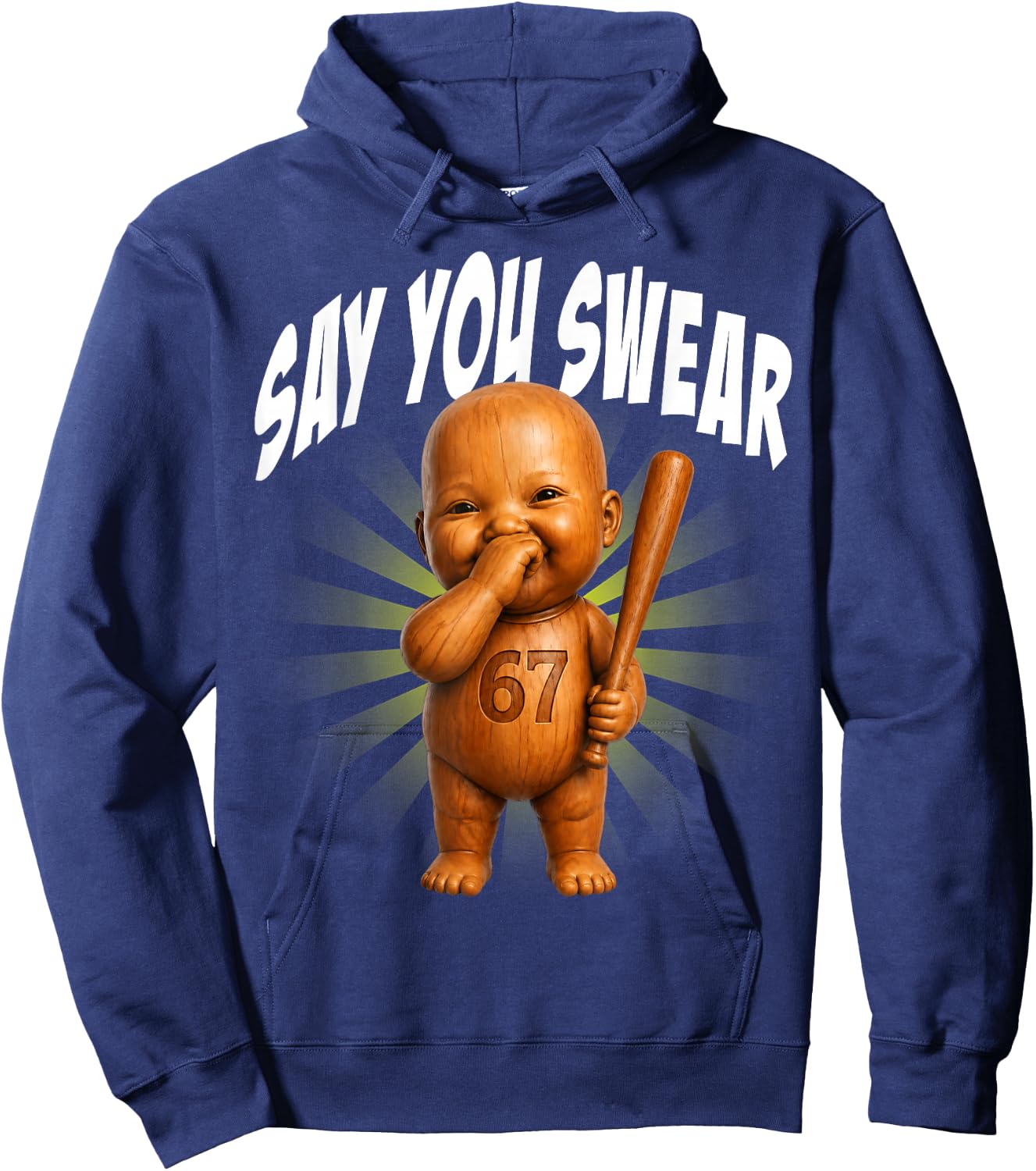 Say You Swear Funny Tung Tung Ai Baby Laughing Meme Hoodie - Hoodie | Navy