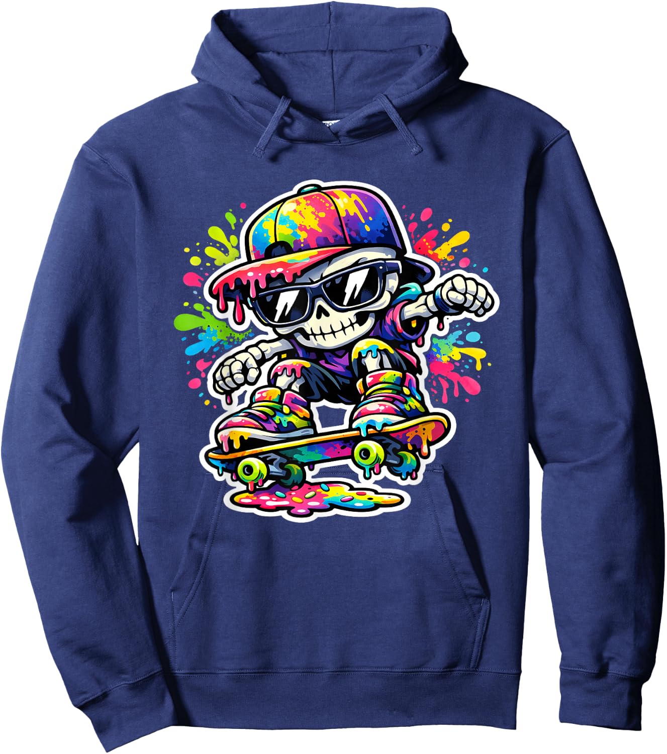 Retro Skate Clothing Kids Skater Boys Y2K Graffiti Hoodie - Hoodie | Navy
