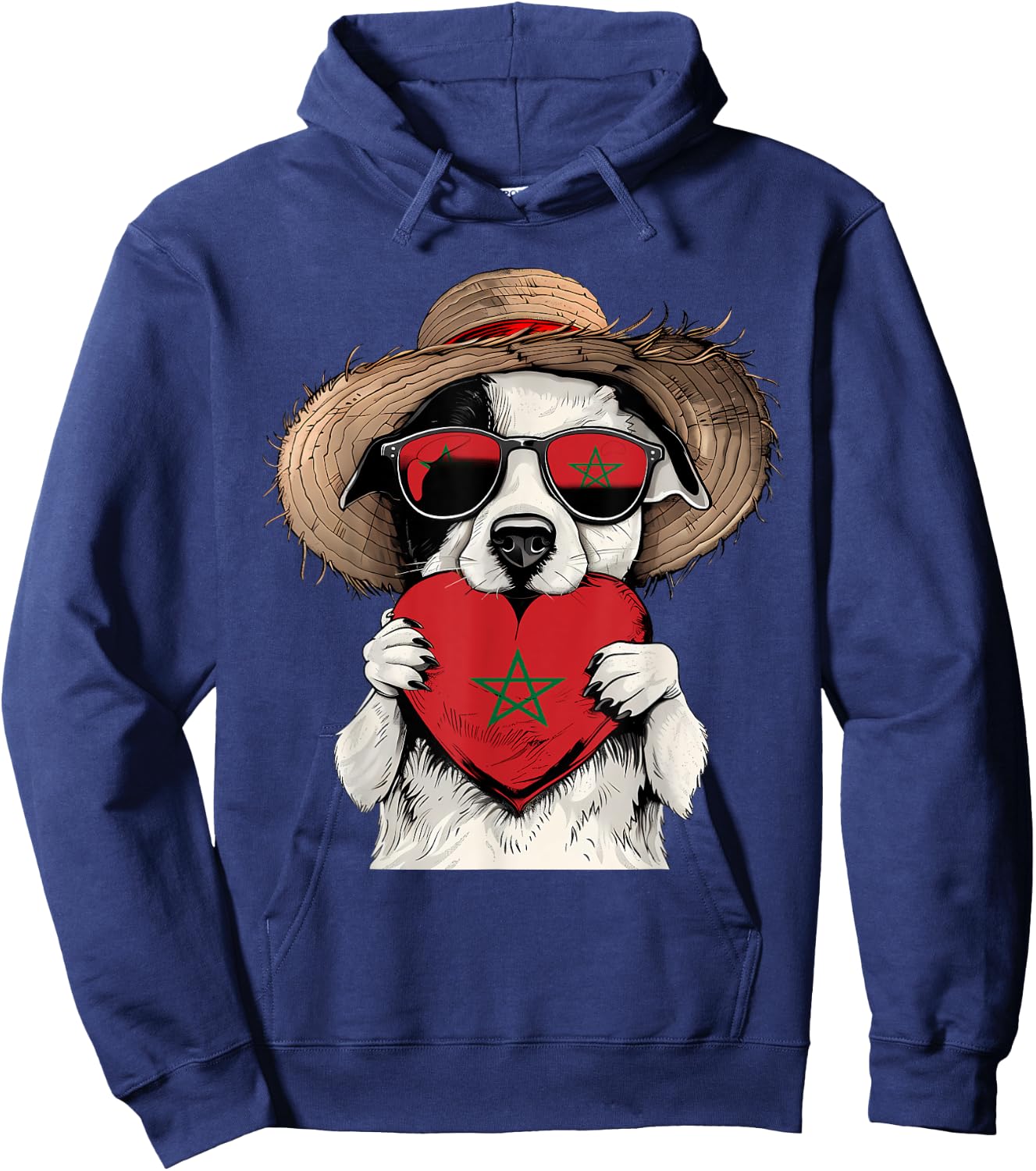 Morocco Flag Dog Moroccan Pride Heart Moroccan Roots Men Women Girls Kids Hoodie - Hoodie | Navy