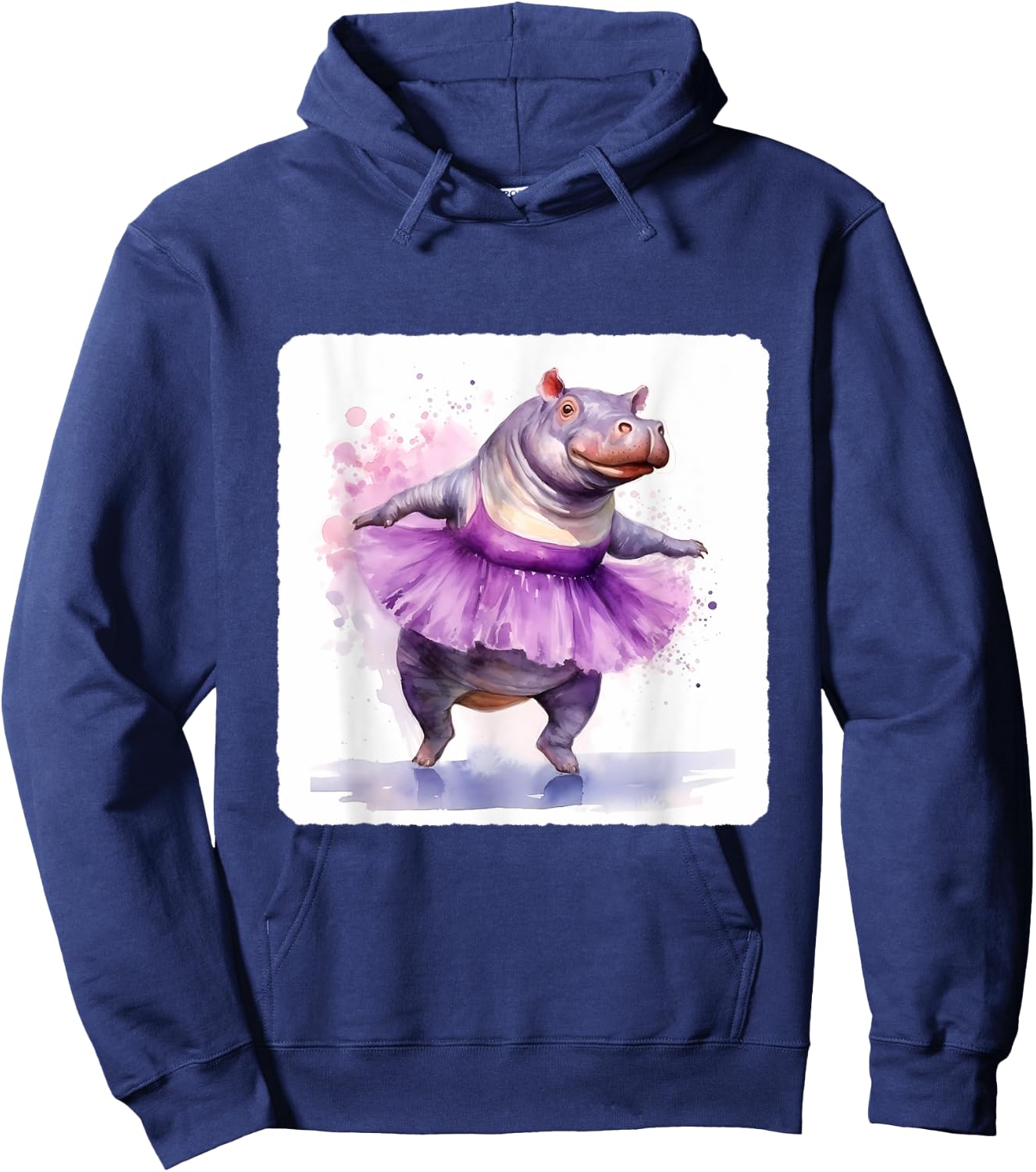 Hippo In A Tutu Dancing Ballet. Performance By Hippo In Tutu Hoodie - Hoodie | Navy