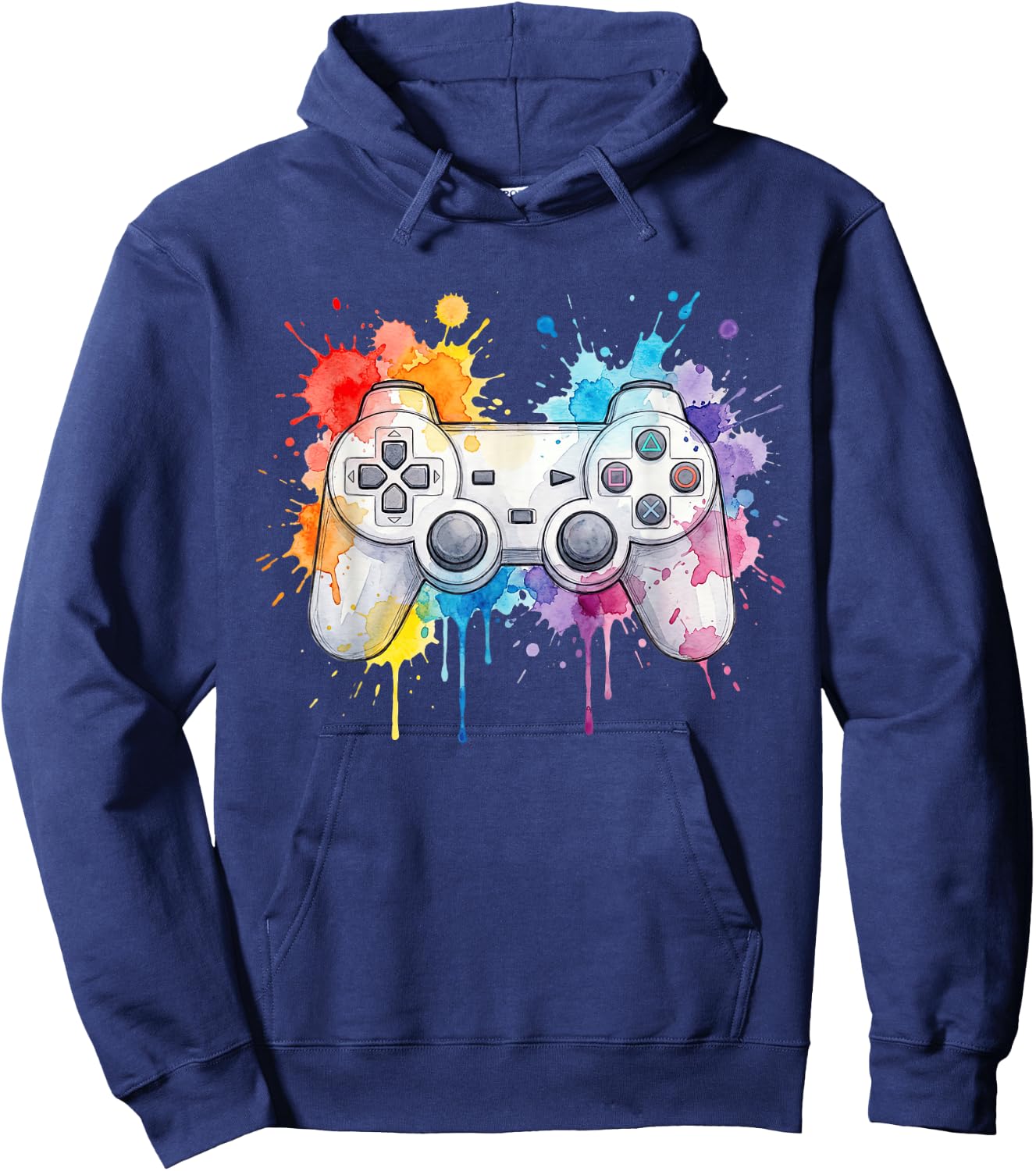 Game Controller Splash Gaming Video Gamer Men Boys Kids Hoodie - Hoodie | Navy