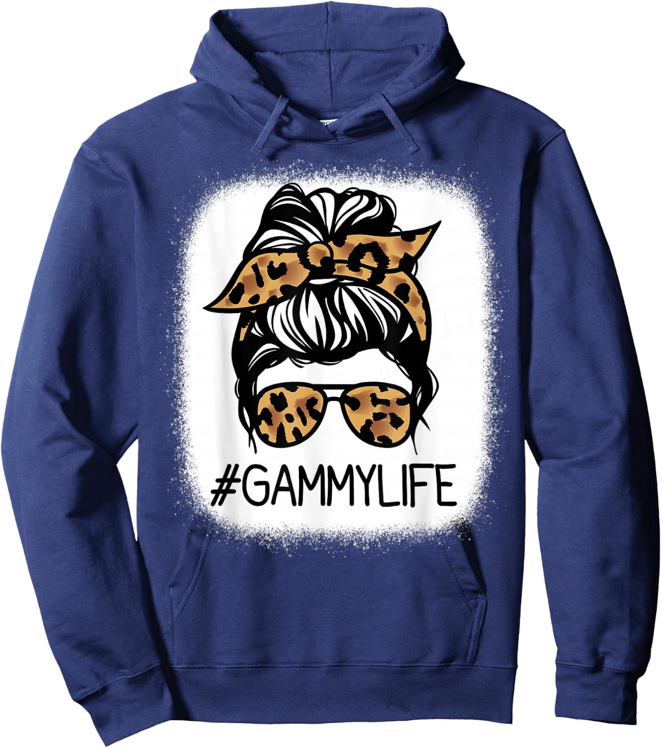 GAMMY Leopard Messy Bun Mother's Day for Grandmothers Hoodie - Hoodie | Navy