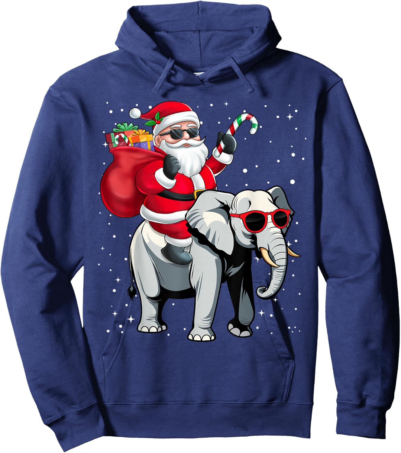 Santa Claus Riding An Elephant Christmas Boy Girl Kids Hoodie - Hoodie | Navy