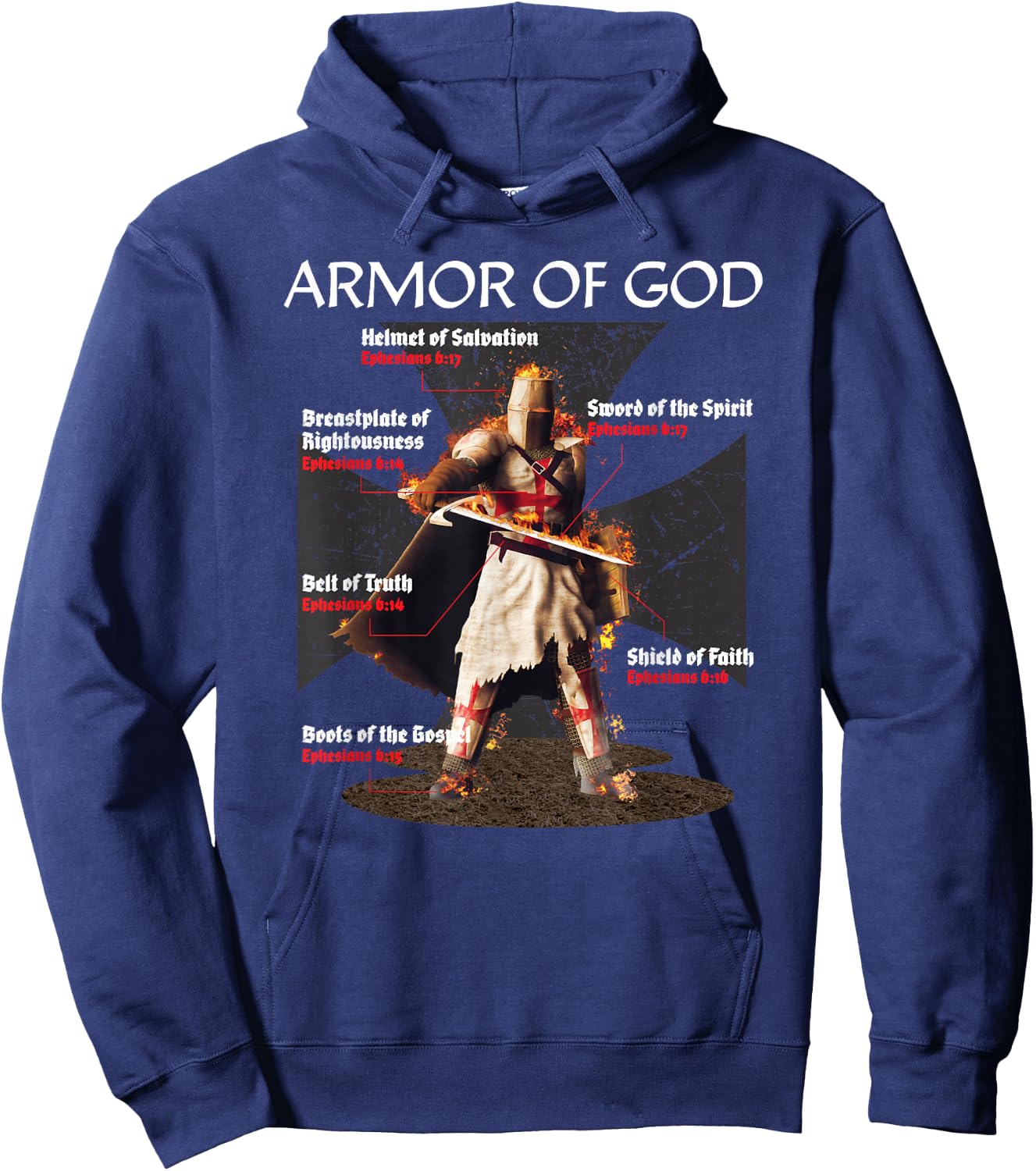 Cool Christian Graphic Religious Verse Gifts Him Men Sayings Hoodie - Hoodie | Navy