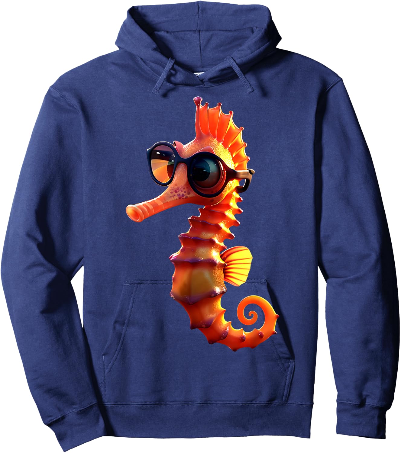 Seahorse with Sunglasses Aquarist Ocean Cute Seahorse , black Hoodie - Hoodie | Navy
