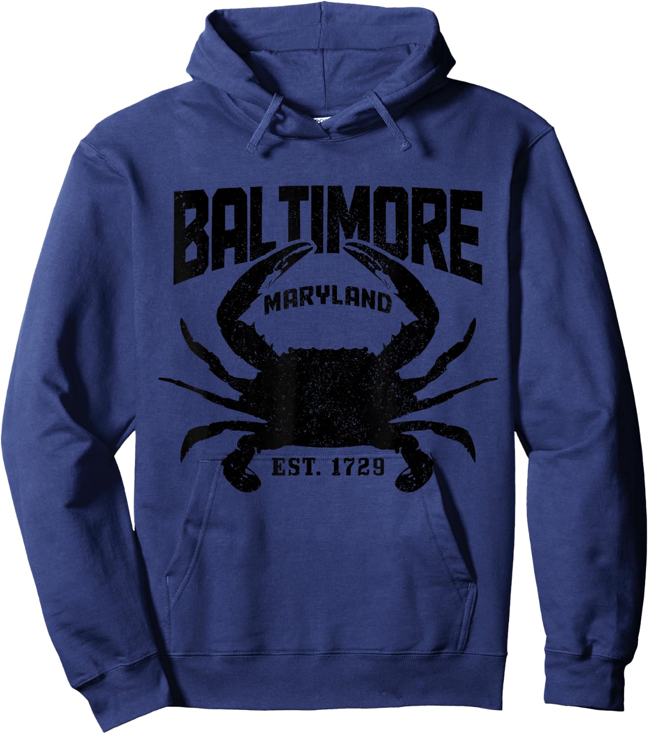 Baltimore Maryland Est. 1729 Pride Blue Crab Vintage Hoodie - Hoodie | Navy