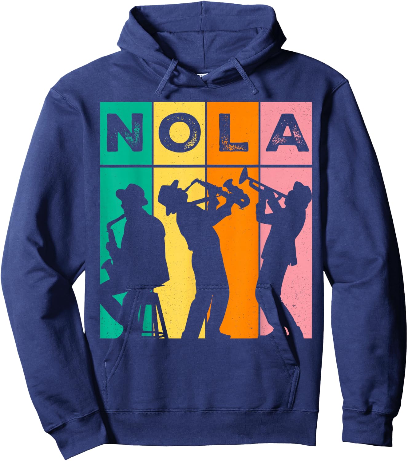 Vintage NOLA New Orleans Mardi Gras Music Carnival Festival Hoodie - Hoodie | Navy