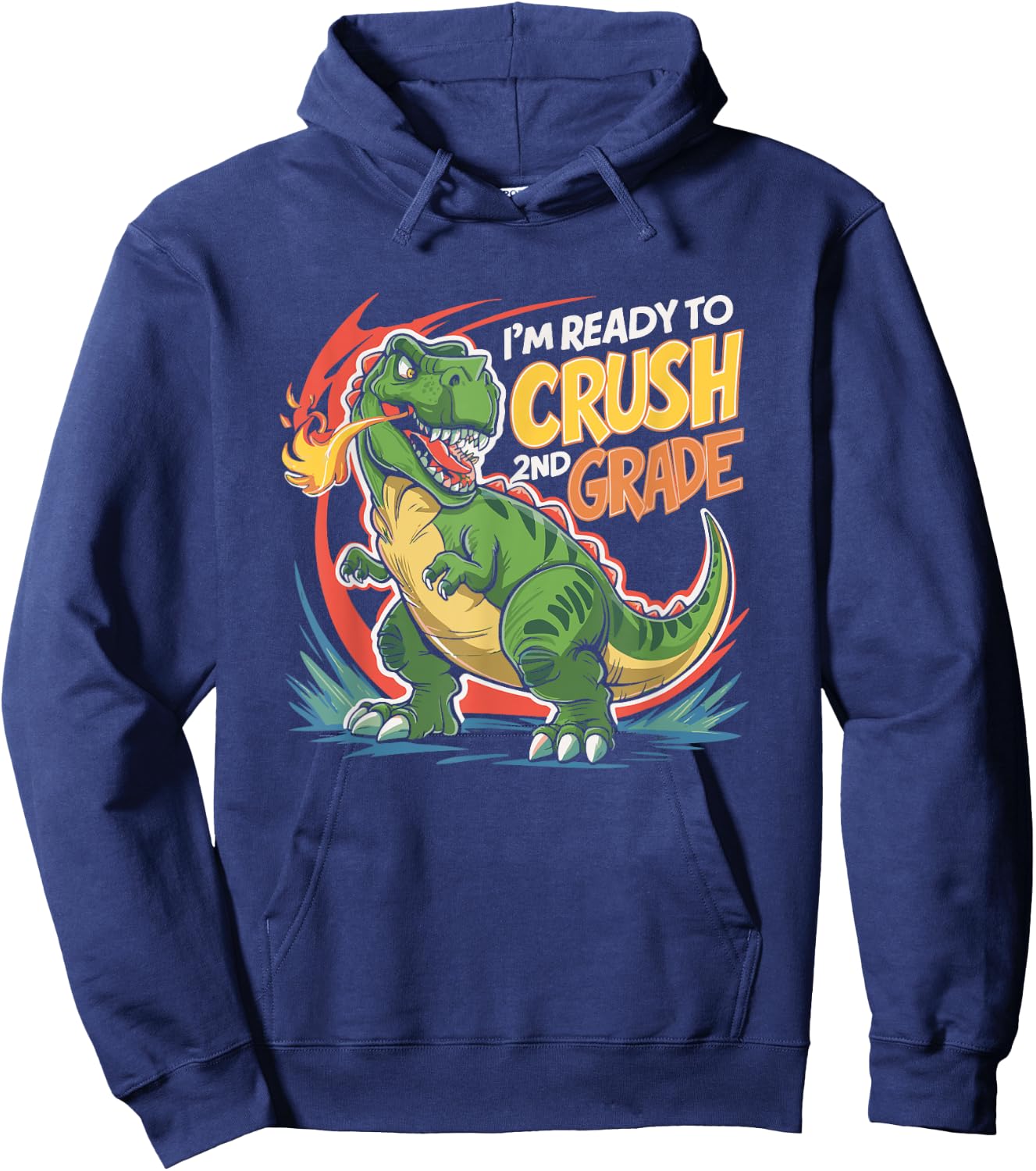 Boy Kid Ready To Crush 2nd Grade Dinosaur Back To School Hoodie - Hoodie | Navy