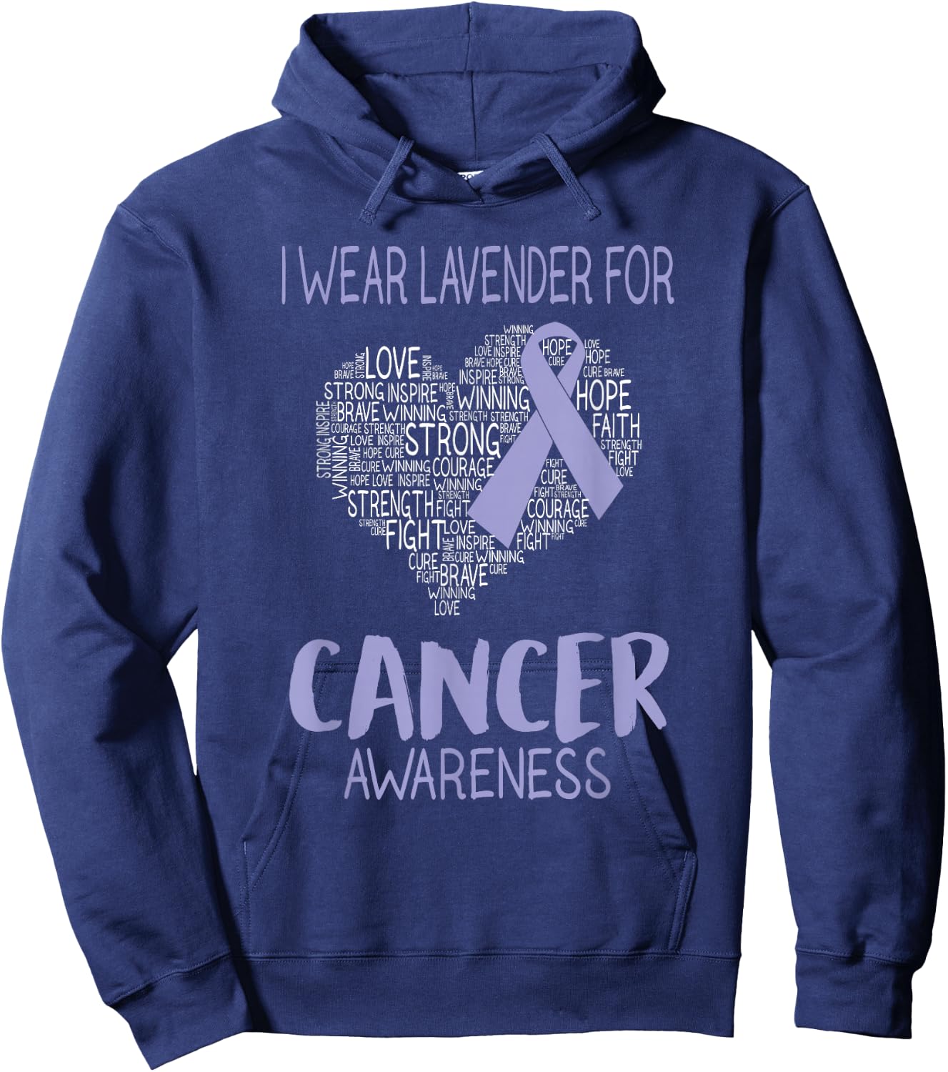 I Wear Lavender For Cancer Awareness - Cancer Ribbon Hoodie - Hoodie | Navy