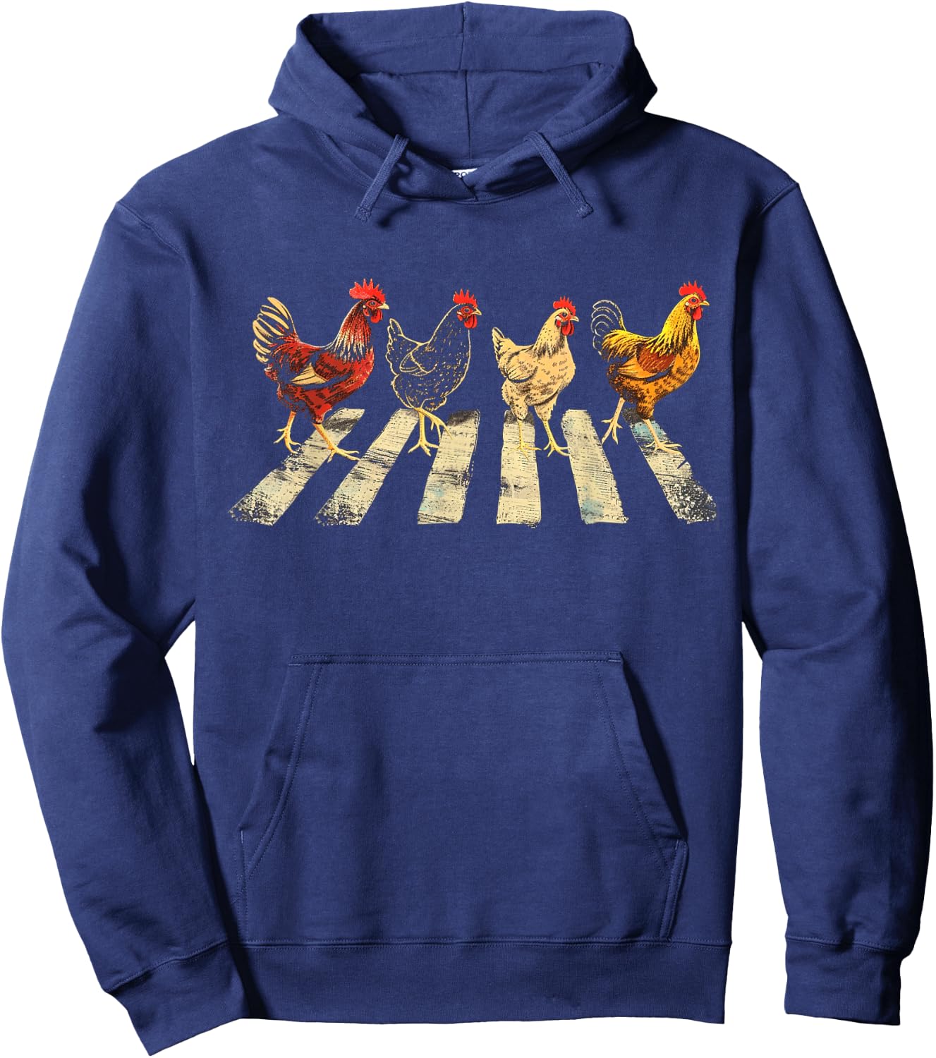 Funny Chickens Crossing Road Parody Lover Gift Hoodie - Hoodie | Navy