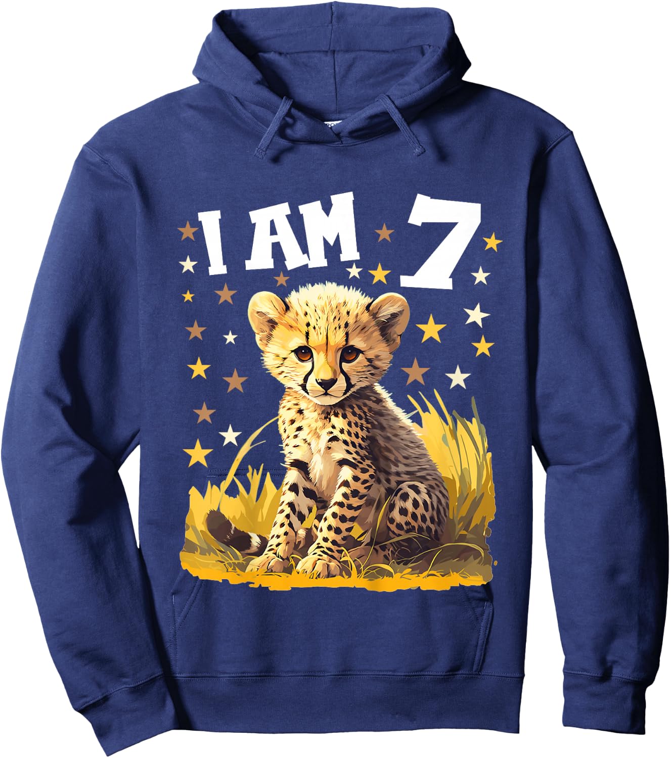 7 Years old 7 birthday Cheetahs Boy Girl Cheetah Hoodie - Hoodie | Navy