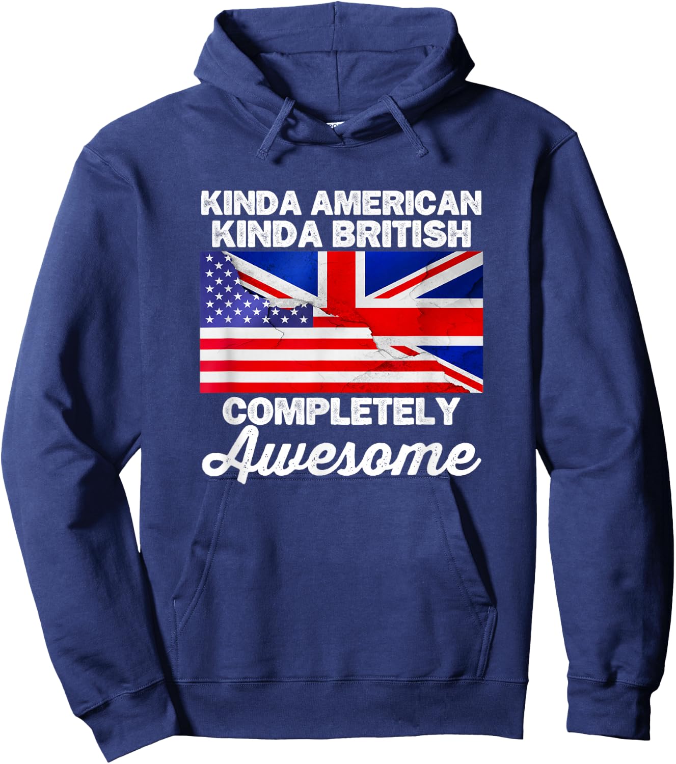 Kinda American Kinda British Dual Citizenship USA UK Flag Us Hoodie - Hoodie | Navy