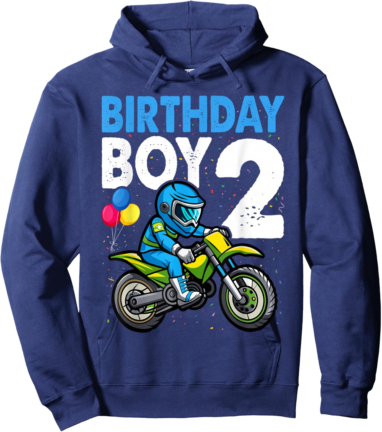 Kids Motocross MX 2nd 2 Year Old Dirt Bike Birthday Par Hoodie - Hoodie | Navy