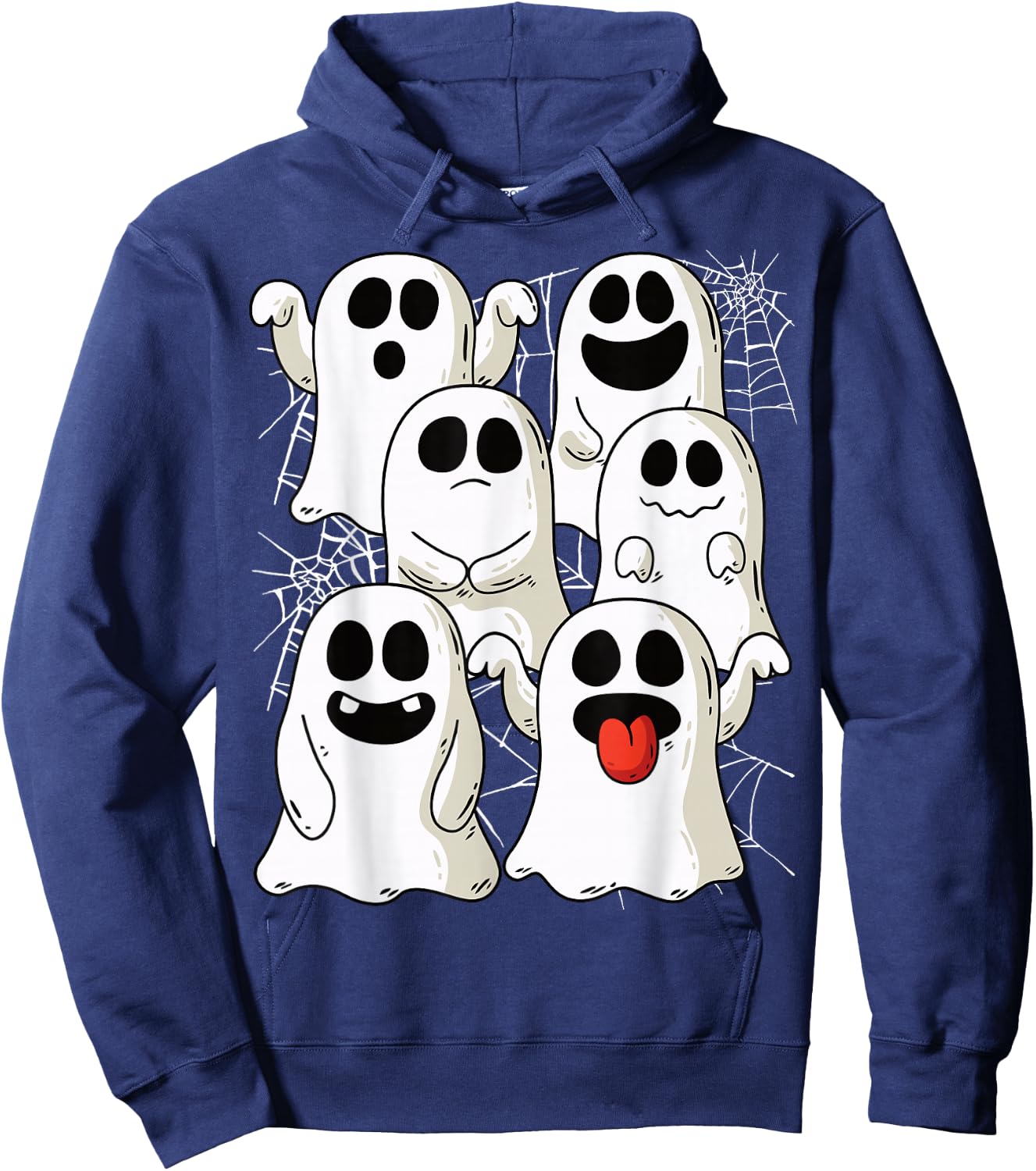 Halloween Ghost & Ghost Outfit with Spider Webs , black Hoodie - Hoodie | Navy