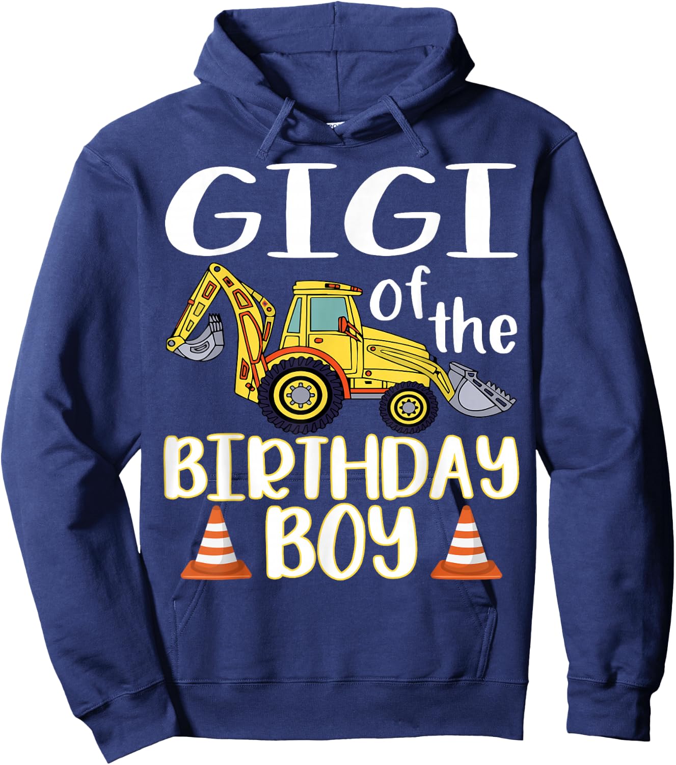 Gigi of The Birthday for Boy Excavator Construction Truck Hoodie - Hoodie | Navy
