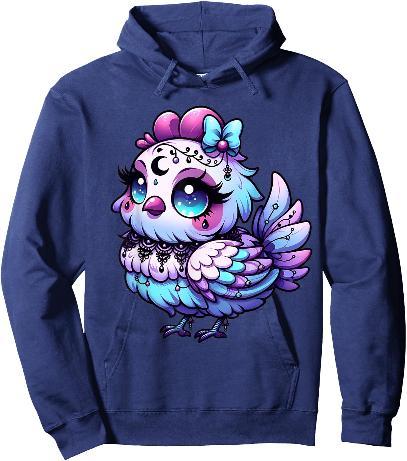 Pastel Goth Chicken Aesthetic Farm Animal Kawaii Occult Hoodie - Hoodie | Navy