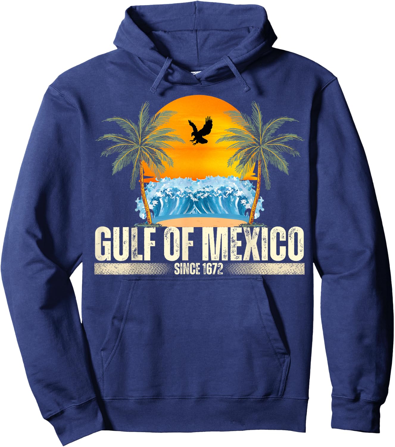 Gulf of Mexico Since 1672 Vintage Beach Gulf of Mexico Retro Hoodie - Hoodie | Navy