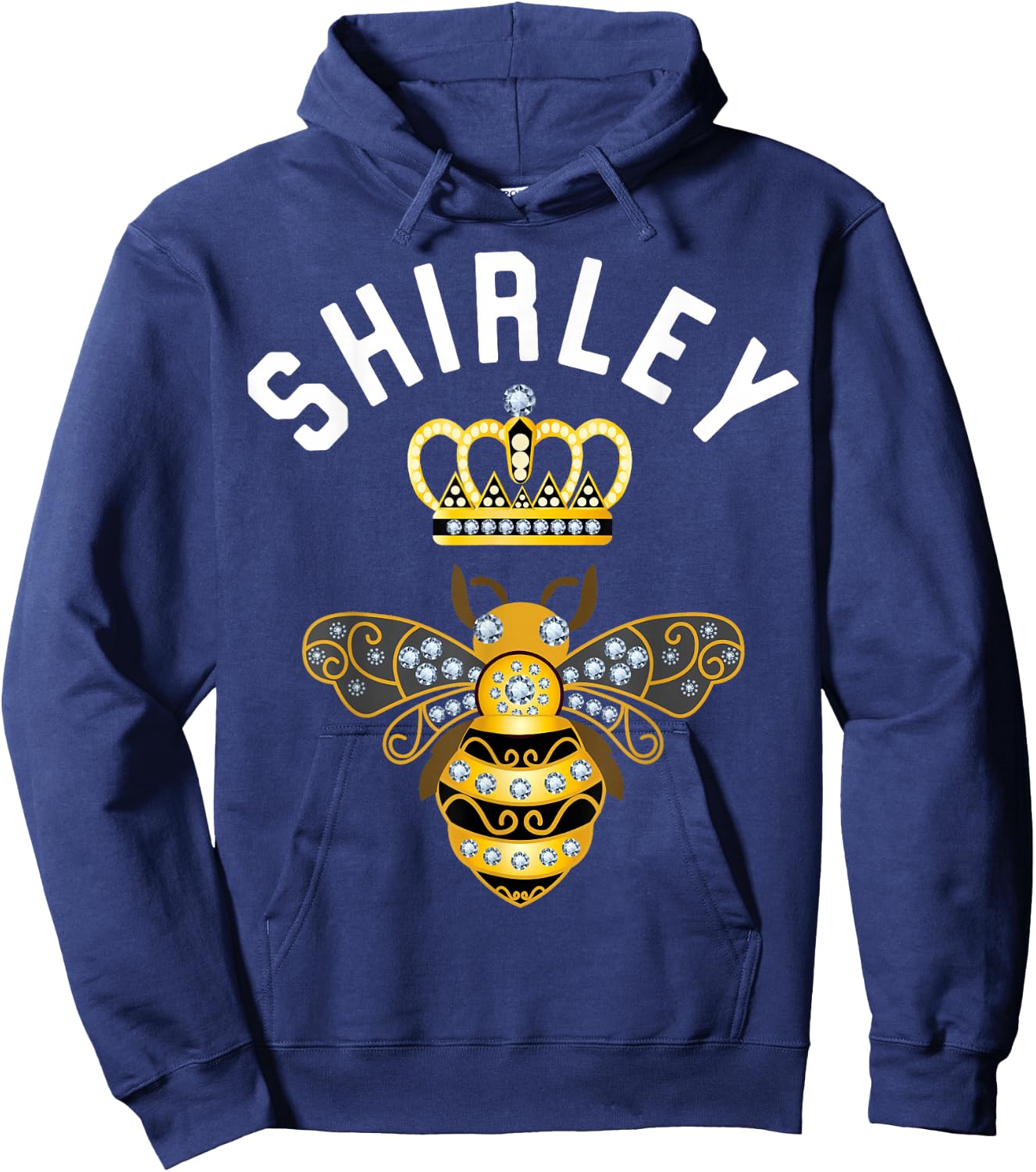 Shirley Name Shirley Birthday Gifts Queen Crown Bee Shirley Hoodie - Hoodie | Navy