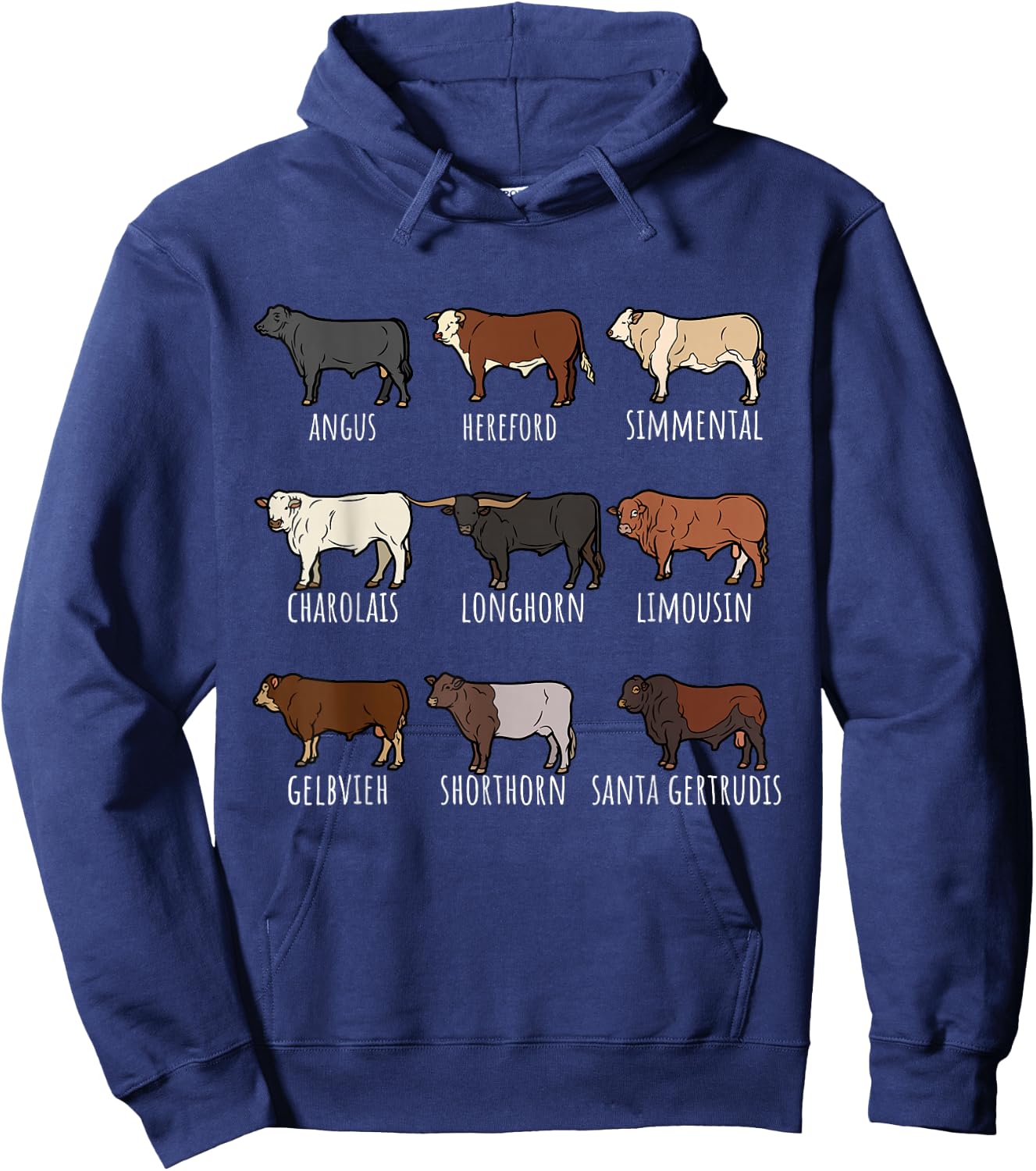 Type of Cow Breed Cattle Collection West Bulls Angus Farmer Hoodie - Hoodie | Navy