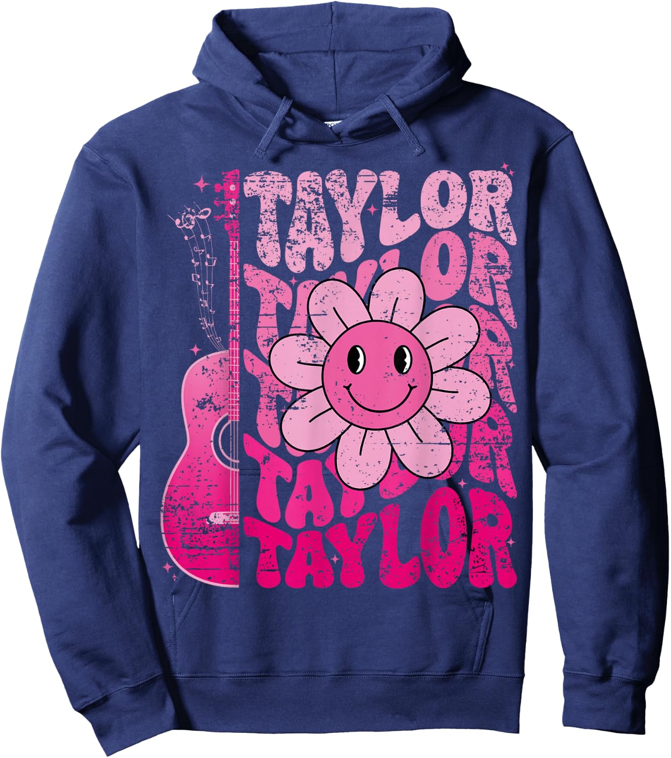 Taylor First Name I Love Taylor Girl Groovy 80's Vintage Hoodie - Hoodie | Navy