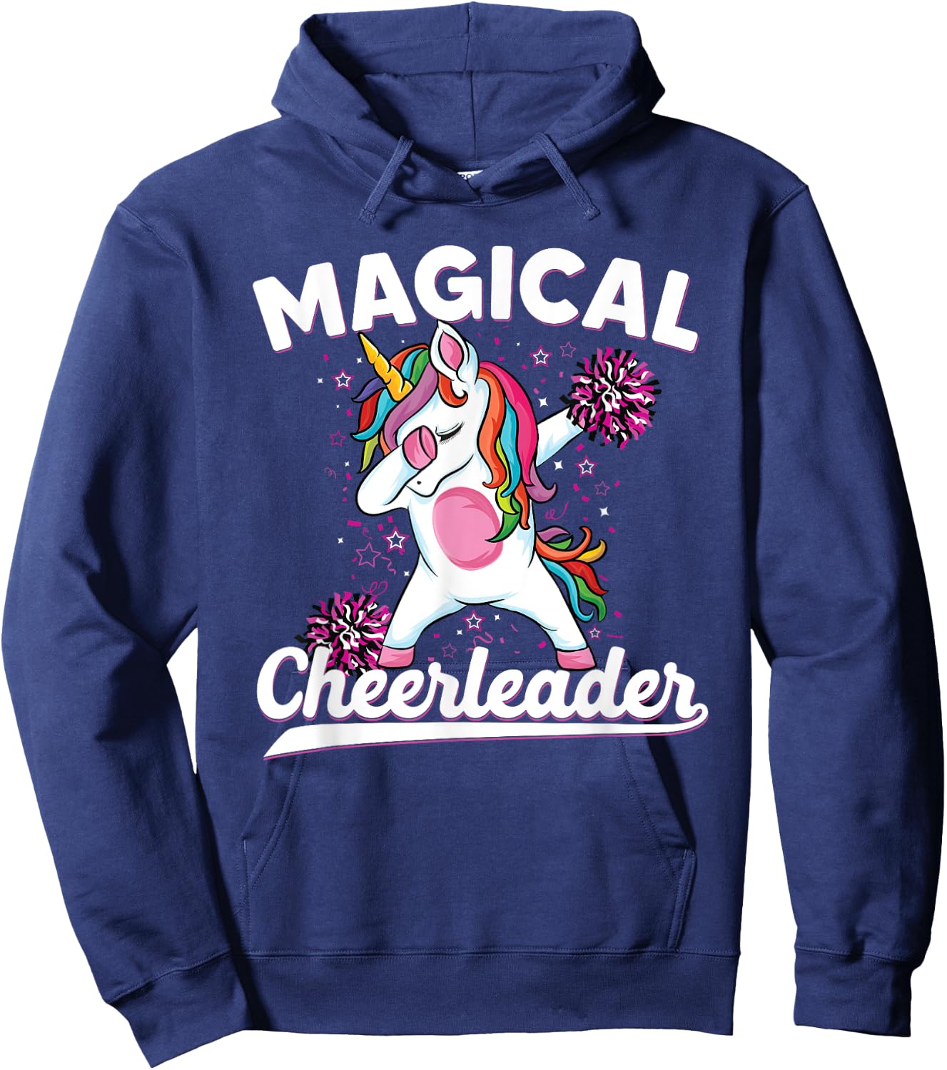Magical cute dabbing unicorn cheerleader Funny Cheerleading Hoodie - Hoodie | Navy