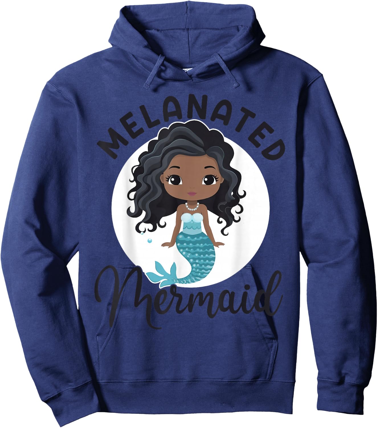 Melanated Mermaid Black African American Mermaid For Girls Hoodie - Hoodie | Navy