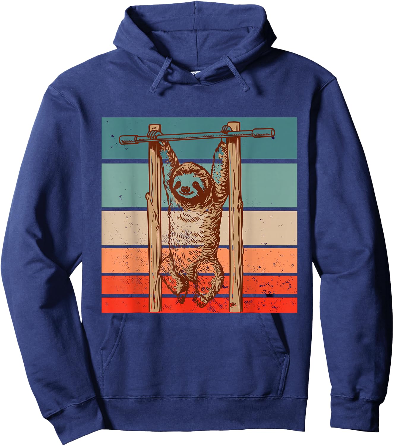 Sloth on Pull-up Bar Fitness Sloth Hanging out Fitness Gym Hoodie - Hoodie | Navy