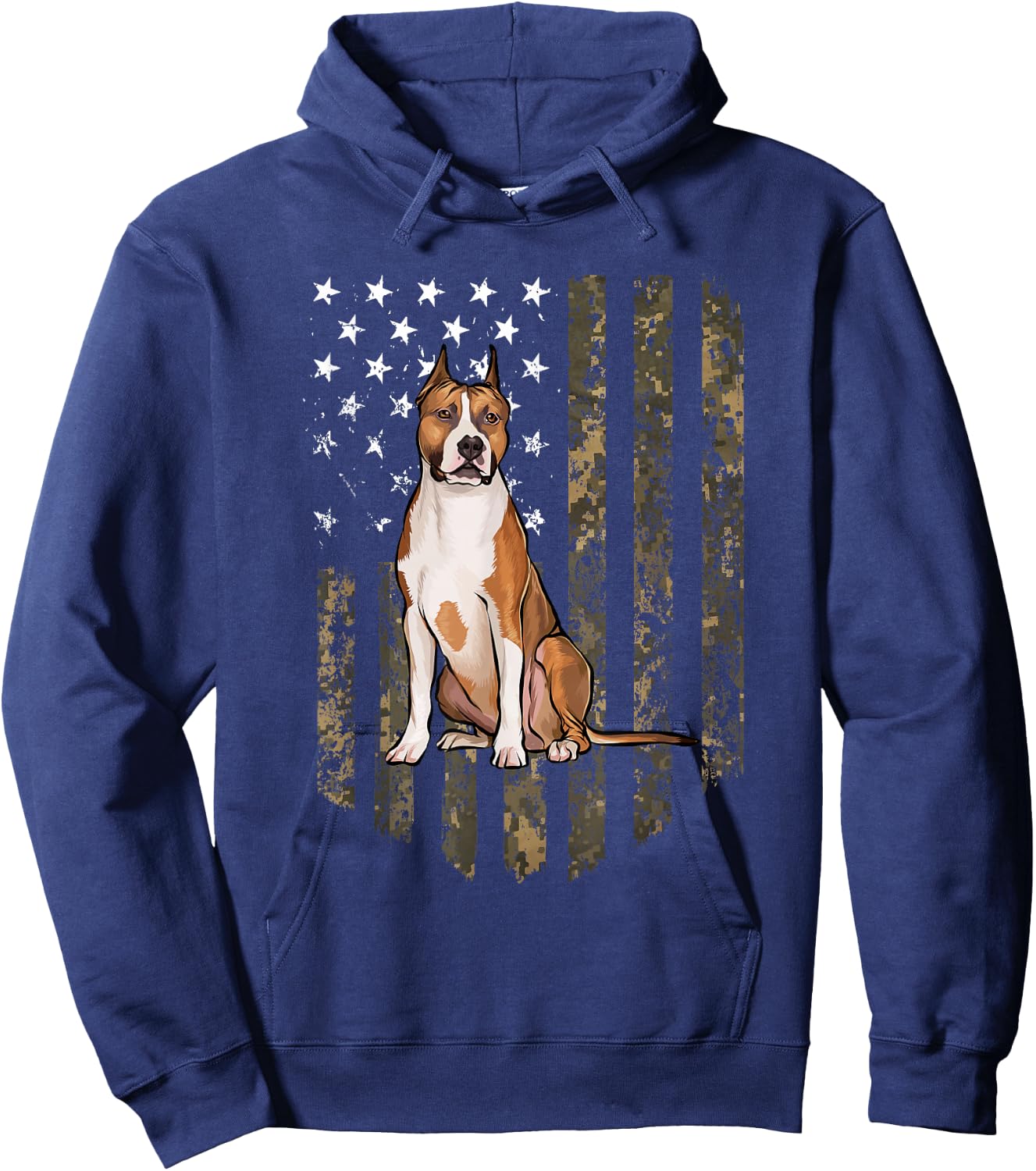 American Staffordshire Terrier Camouflage USA Flag Hoodie - Hoodie | Navy