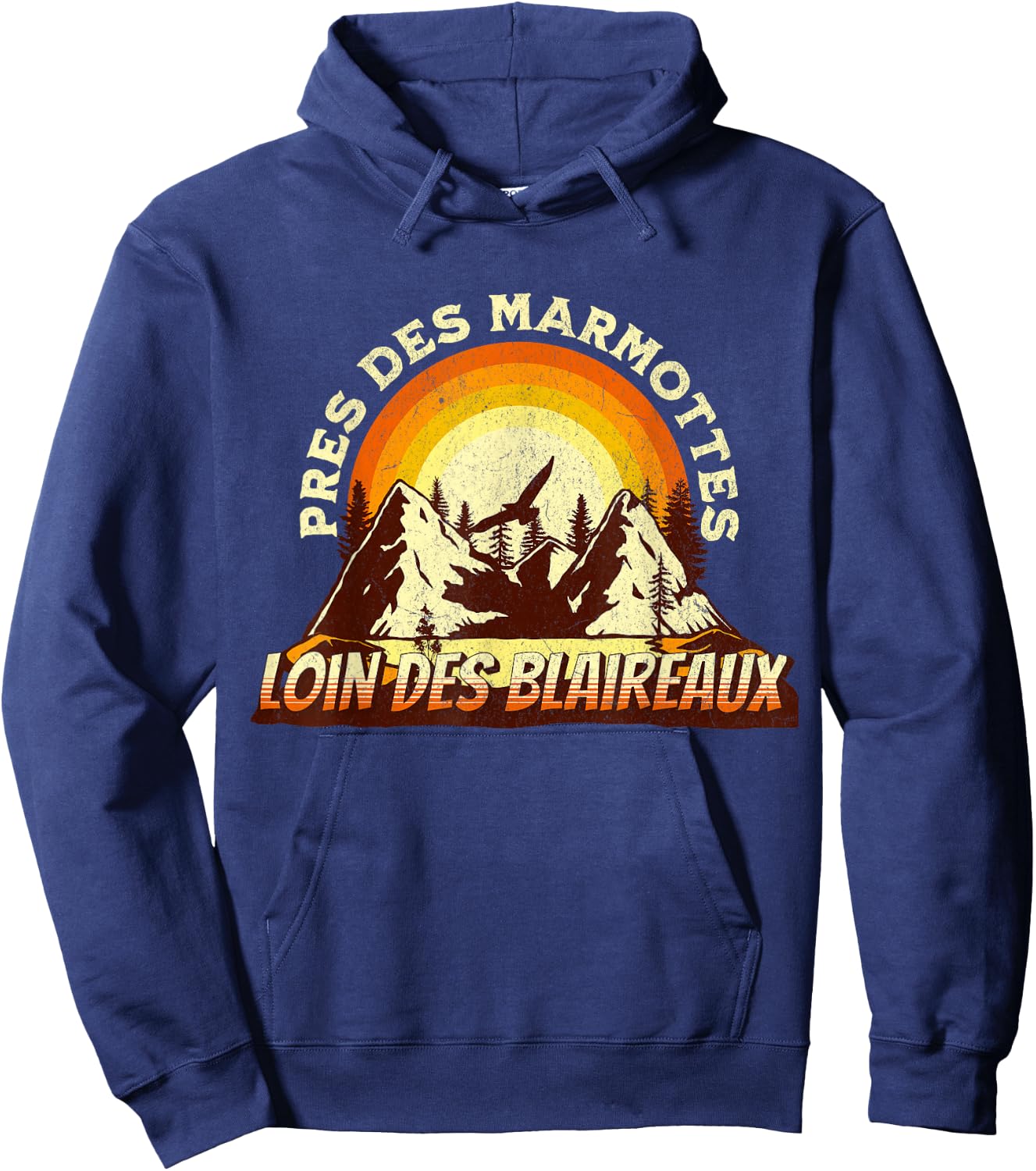 Near Marmots Away Badger Quote Forest Mountain , Black, S Hoodie - Hoodie | Navy