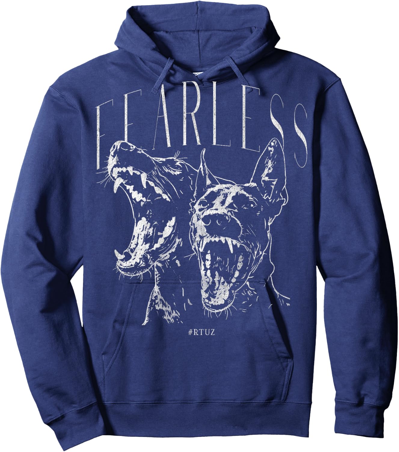 Back Print Streetwear Fashion Vintage Women Men Dog Doberman Hoodie - Hoodie | Navy