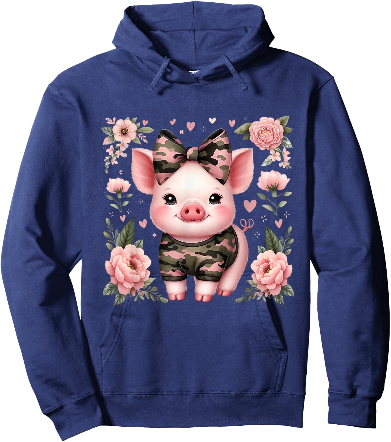 Cute Pig Camouflage Old Camo Coquette Hoodie - Hoodie | Navy