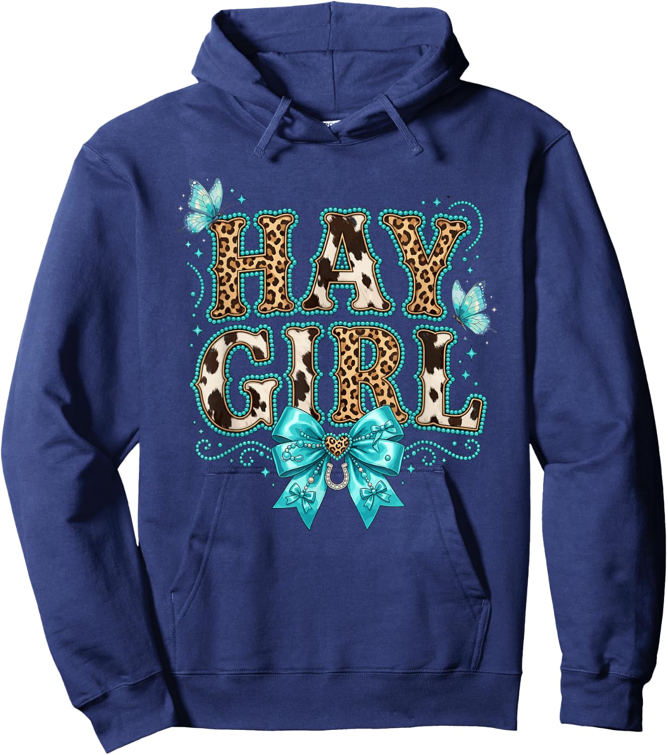 Cowgirl Leopard Cow Print Hoodie - Hoodie | Navy