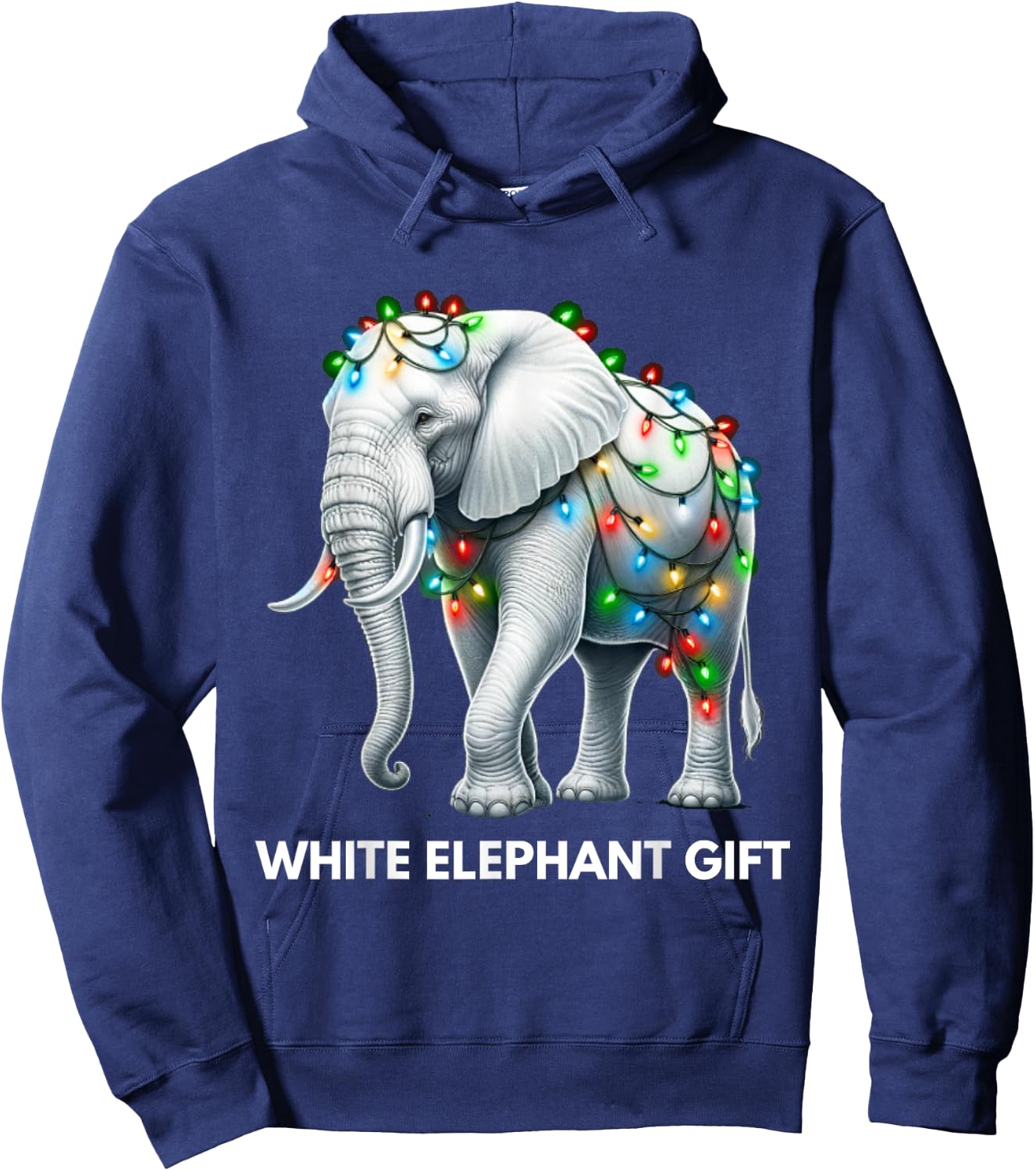 Funny White Elephant Gift Wrapped Elephant Dumb Gift Hoodie - Hoodie | Navy