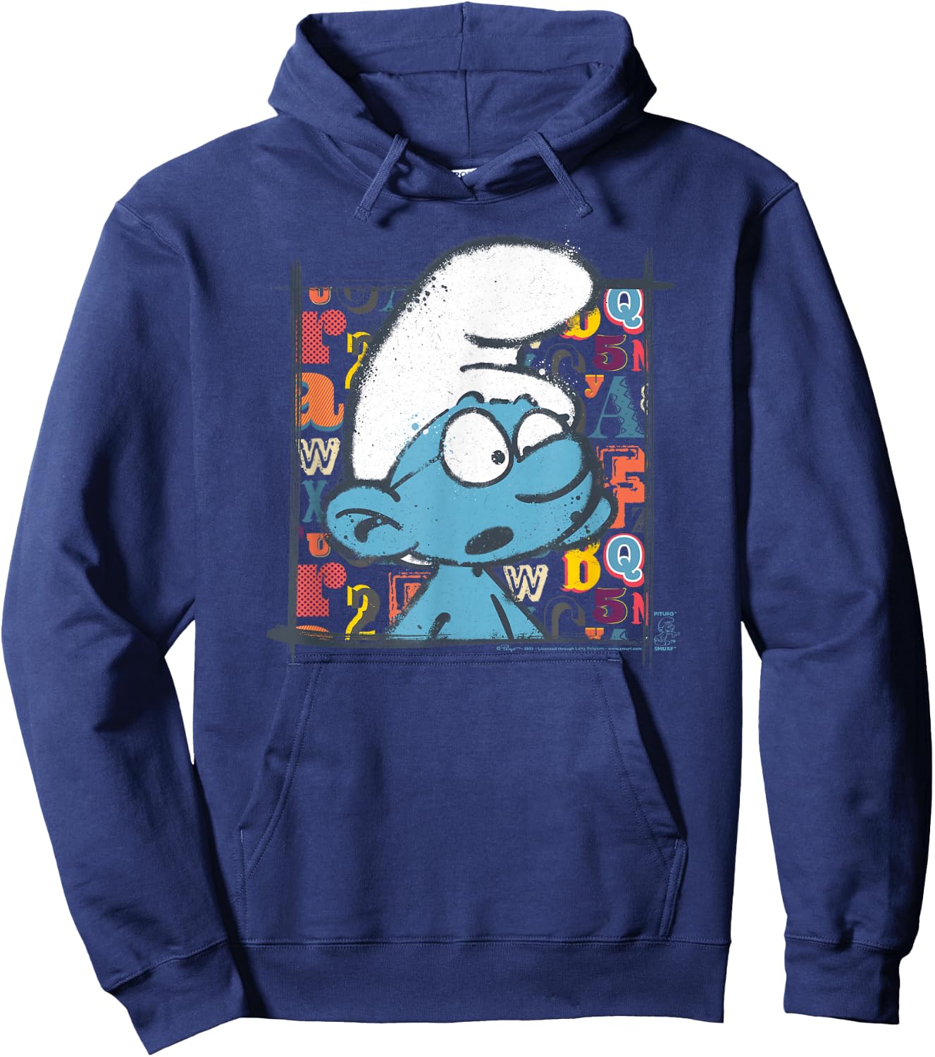 The Smurfs Brainy Alphabet Background Hoodie - Hoodie | Navy