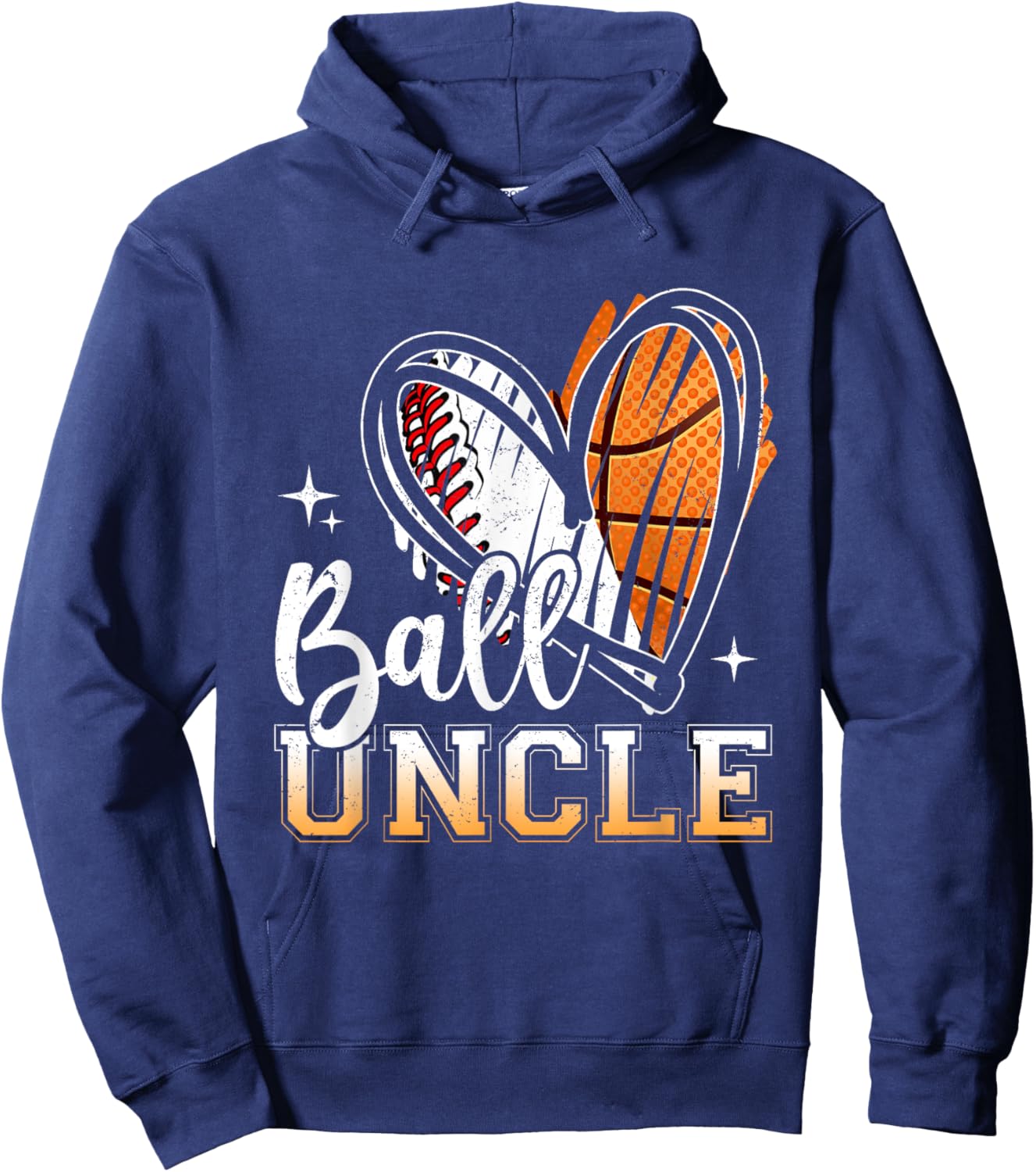 Ball Uncle Baseball Basketball Uncle Fathers Day Hoodie - Hoodie | Navy