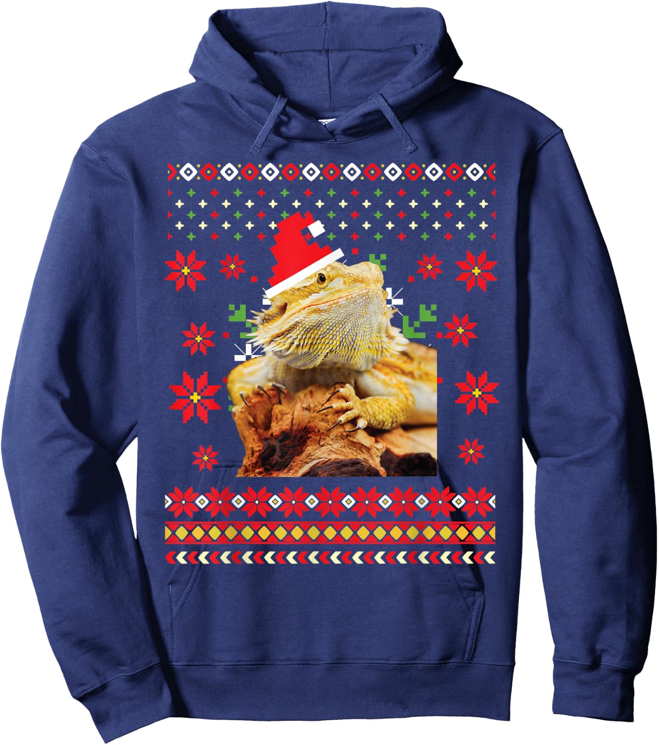 Bearded Dragon Ugly Christmas Sweater Hoodie - Hoodie | Navy