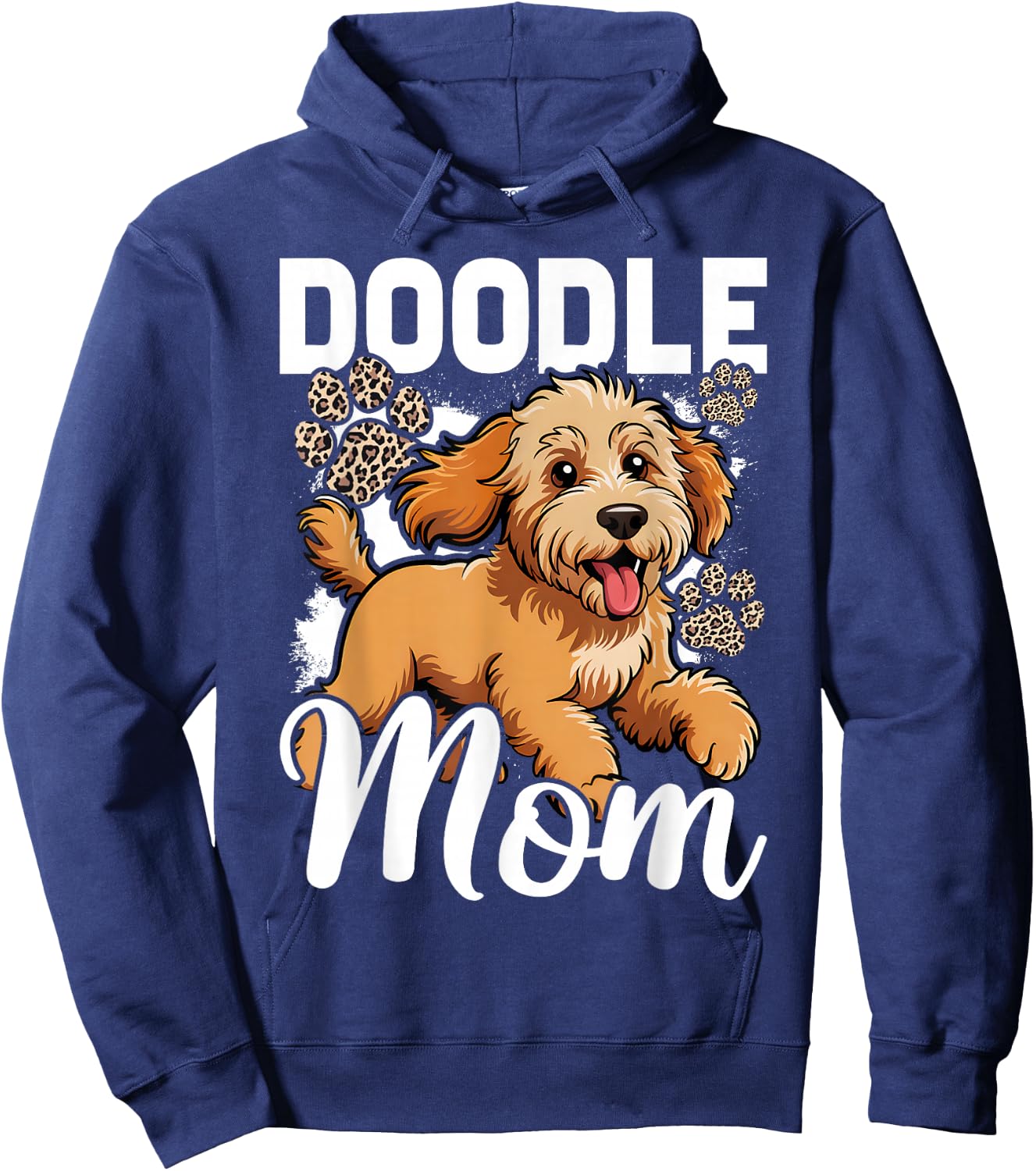 Vintage Doodle Mom Bleached Leopard Golden Doodle Mom Hoodie - Hoodie | Navy