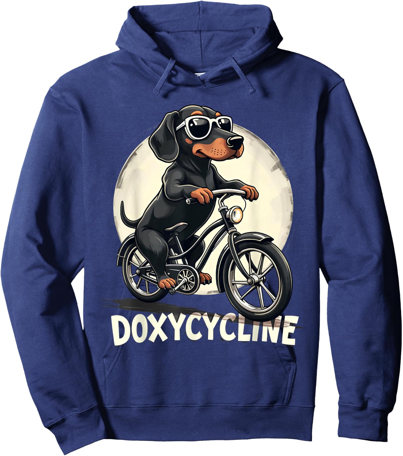 Doxycycline Pharmacy Funny Dachshund On Bicycle Pharmacist Hoodie - Hoodie | Navy
