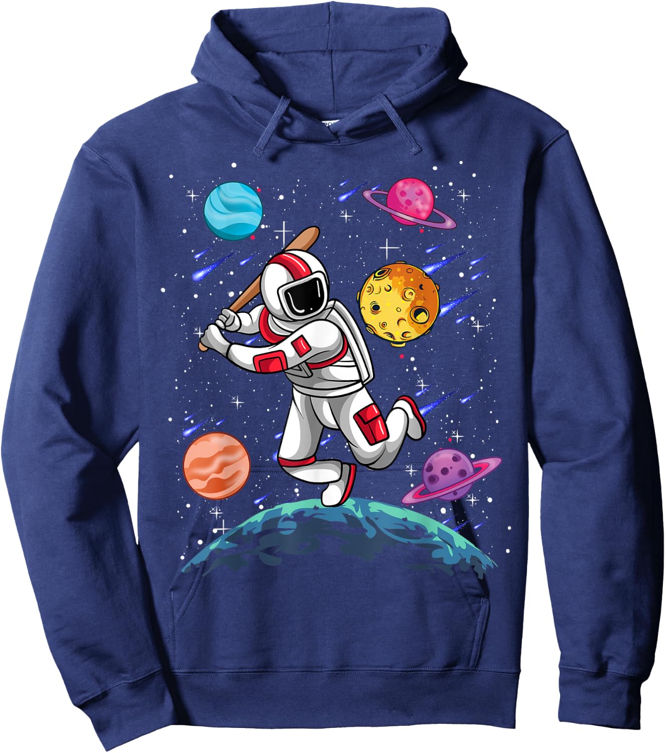 Astronaut Softball Player Sport Galaxy Outer Space Planets Hoodie - Hoodie | Navy
