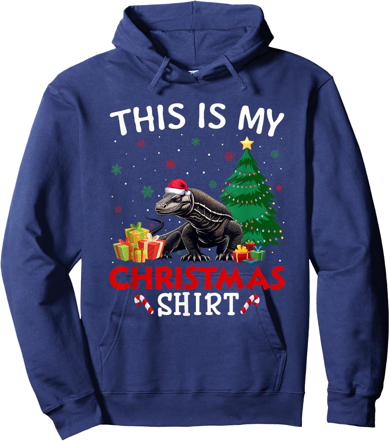This is My Komodo Dragon Santa Hat Christmas Pajama Hoodie - Hoodie | Navy