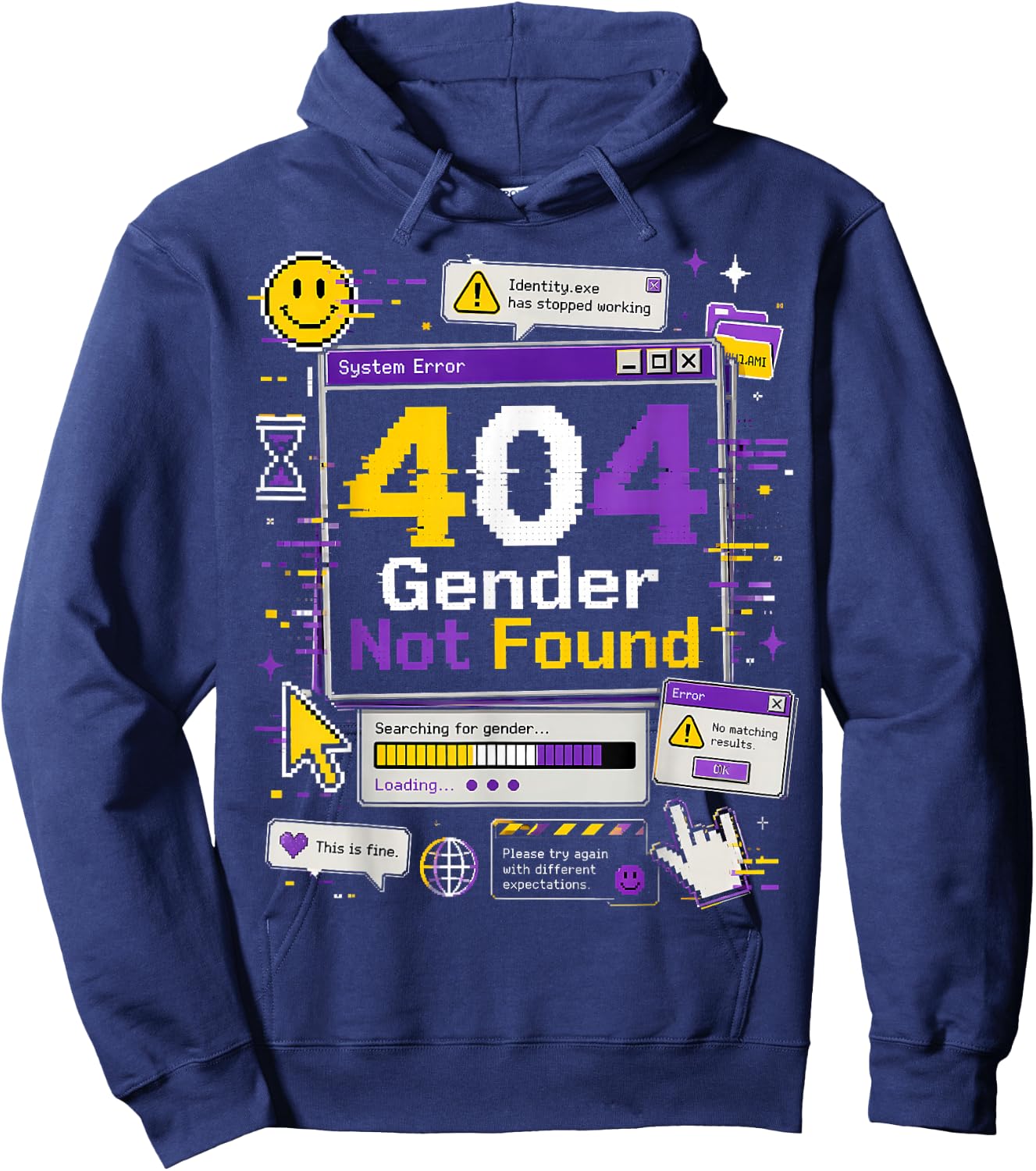 Non Binary Error 404 Gender Not Found Hoodie - Hoodie | Navy