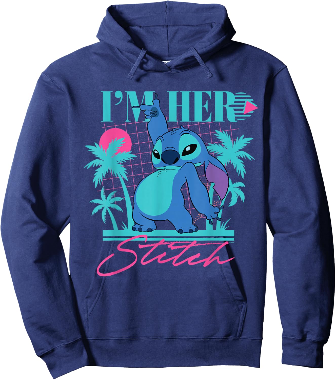 Disney Stitch Retro ’90s Couples Matching I’m Her Stitch Hoodie - Hoodie | Navy