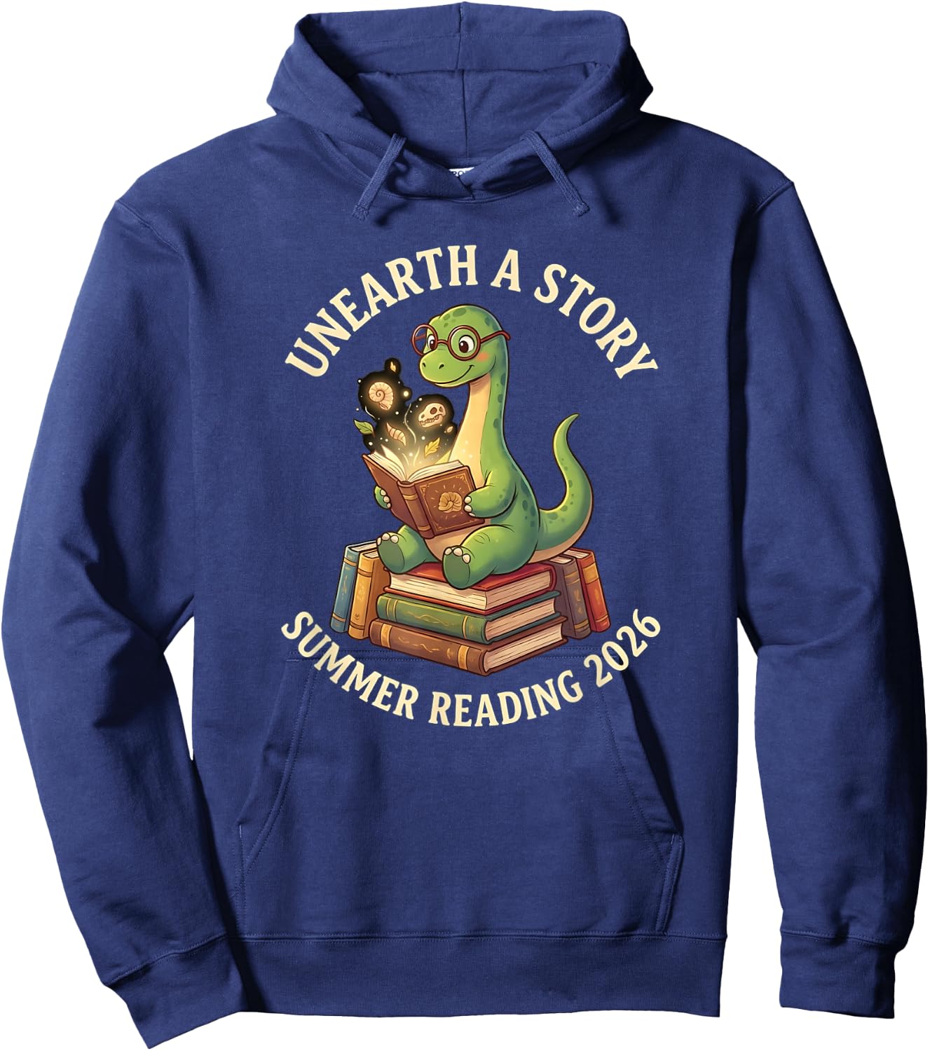Unreath a Story Summer Library Reading 2026 Dinosaur Book Hoodie - Hoodie | Navy