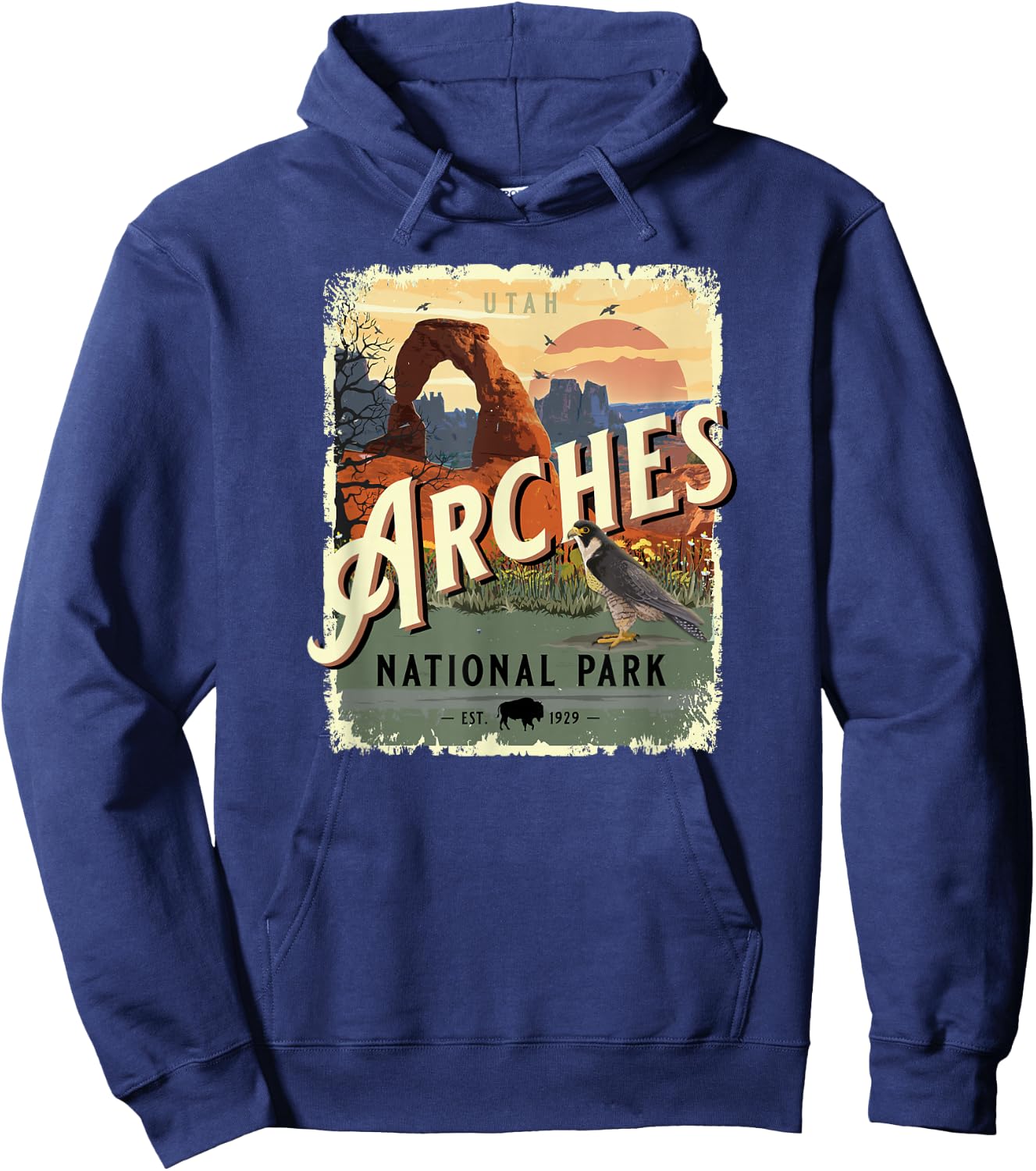 Arches National Park Moab Utah Vintage Travel Souvenir Hoodie - Hoodie | Navy