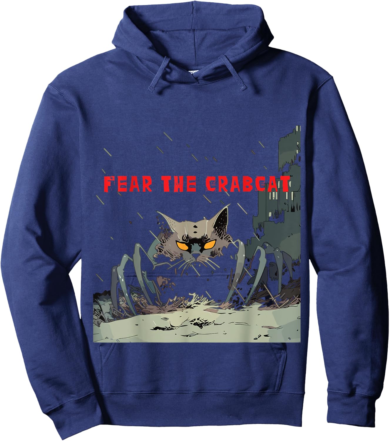 Fear the Crabcat - Funny Crab cat Cryptid Cryptozoology Hoodie - Hoodie | Navy