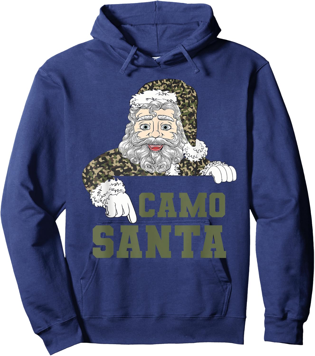 Camoflage Christmas Hunting Santa Camo Military Men Boys Hoodie - Hoodie | Navy