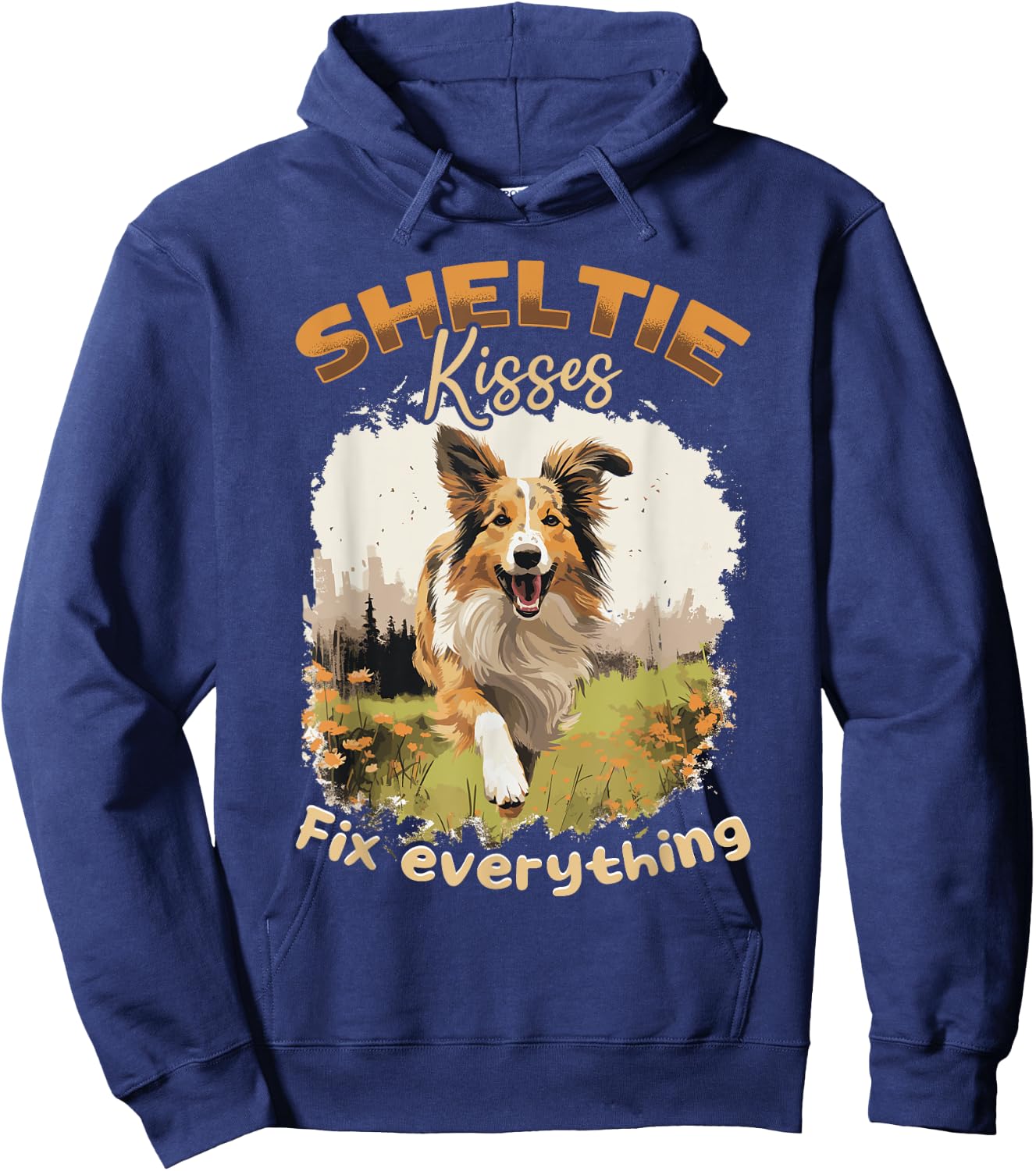 Shetland Sheepdog Dog Sheltie Sheltie kisses Fix everything Women Kids Hoodie - Hoodie | Navy