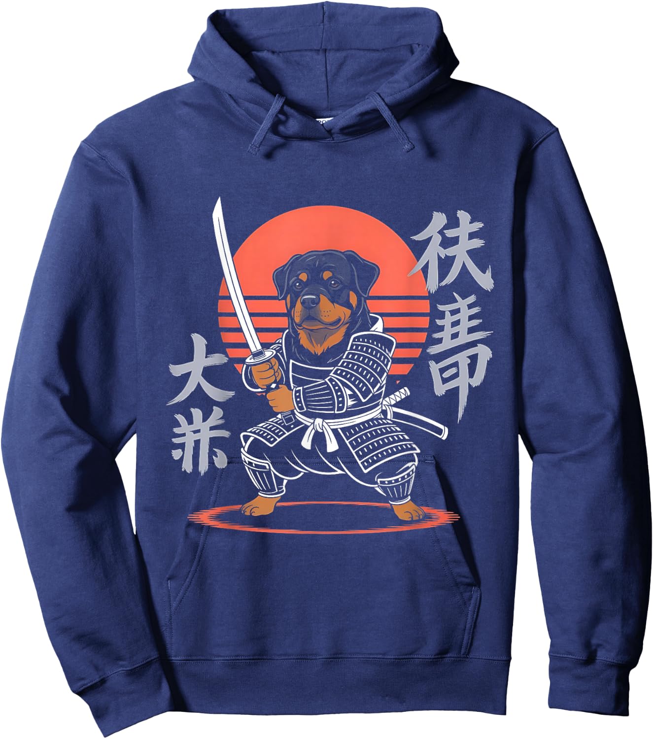 Funny Rottweiler Ninja Samurai Retro Anime Rottie Dog Lovers Hoodie - Hoodie | Navy